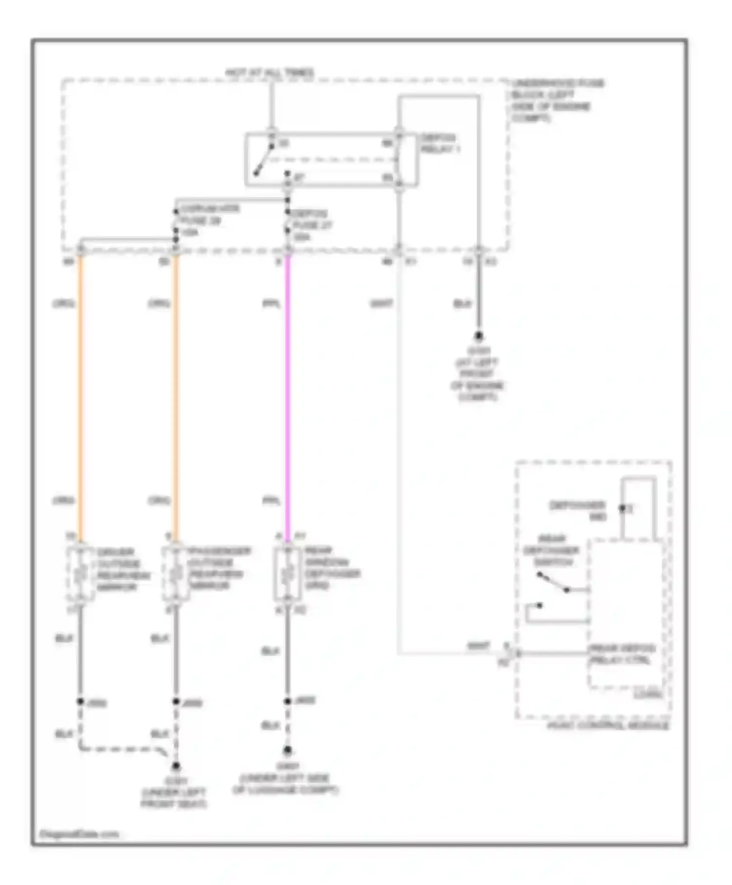 Wiring diagram driver outside rearview mirror for Saturn VUE II (2007-2009) (1 of 2)