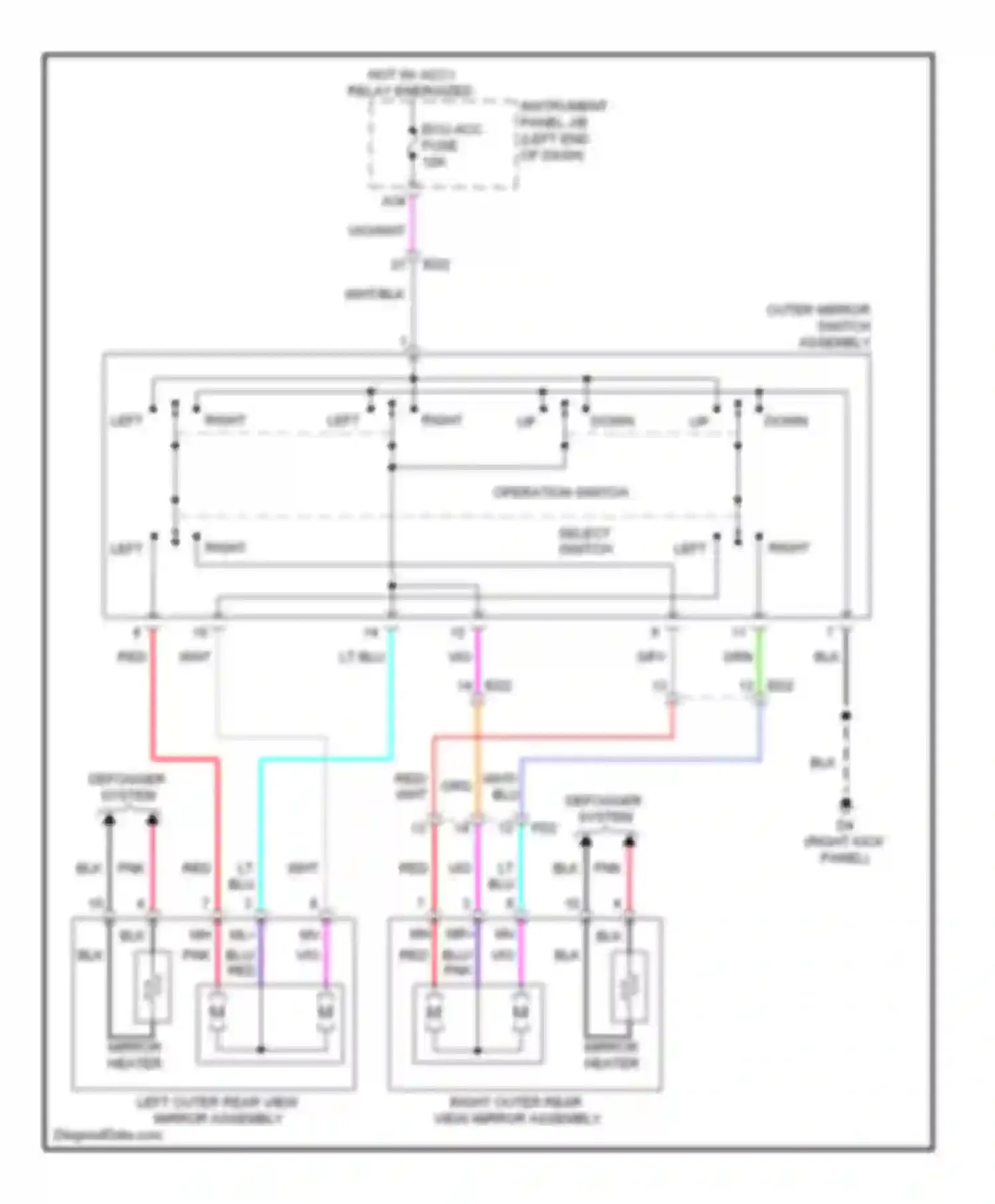 Wiring diagram mirror heater for Scion FR-S I (2012-2016) (2 of 2)