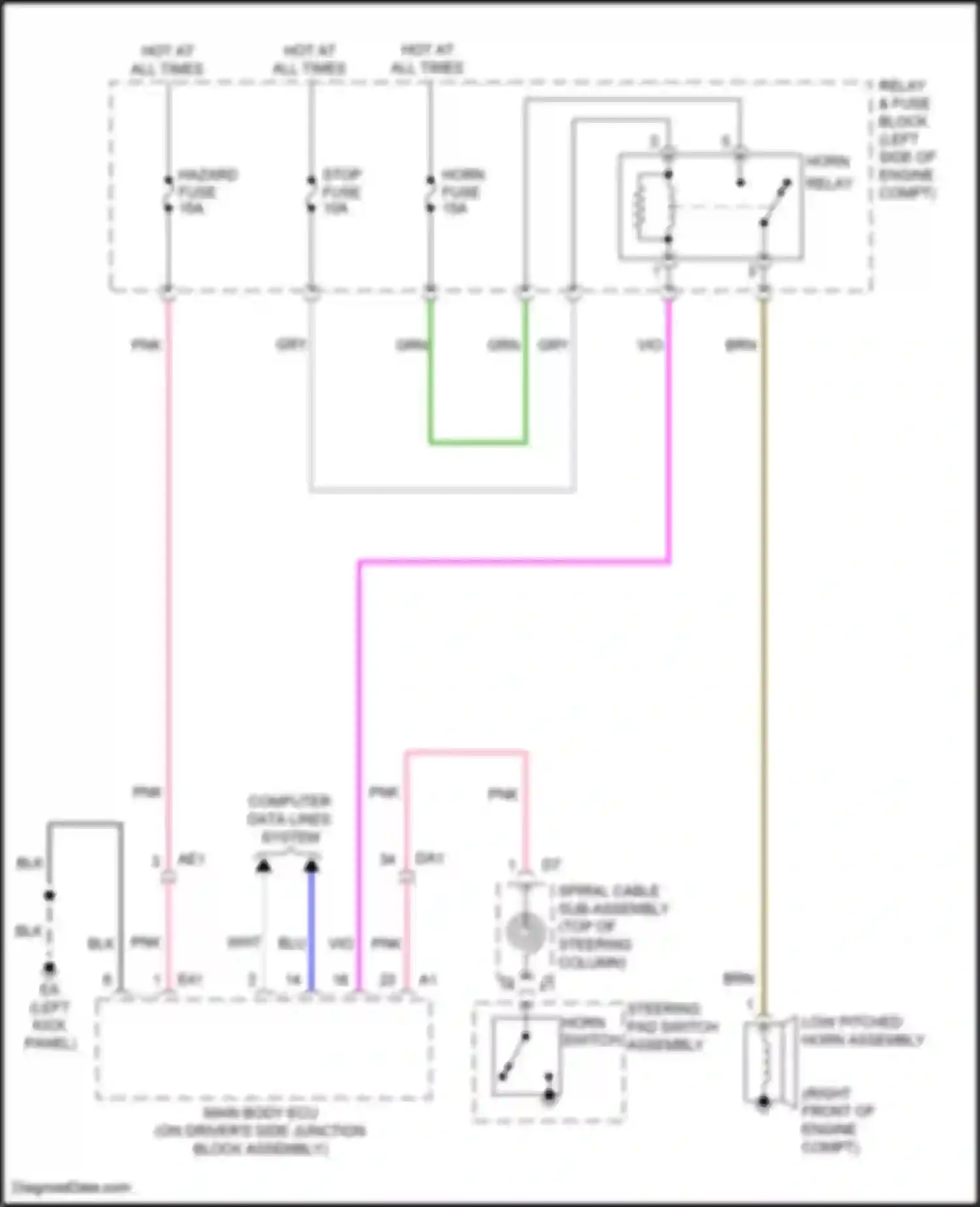 Wiring diagram horn relay for Scion iA I (2015-2016) (1 of 1)