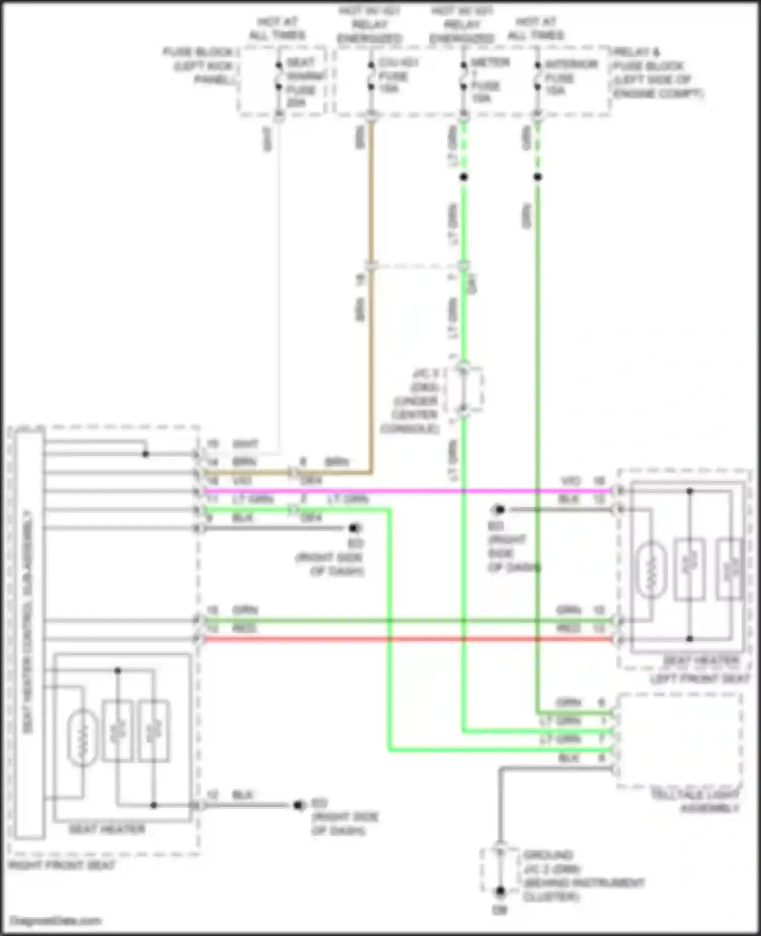 Wiring diagram seat heater for Scion iA I (2015-2016) (1 of 1)