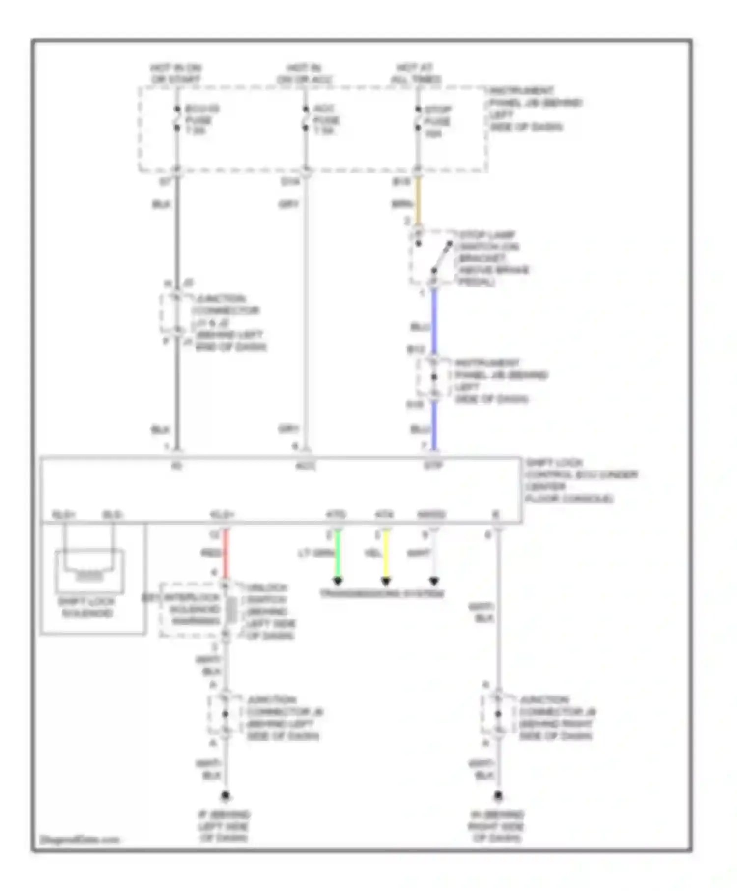 Wiring diagram hot in on or start for Scion tC I facelift (2007-2010) (18 of 24)
