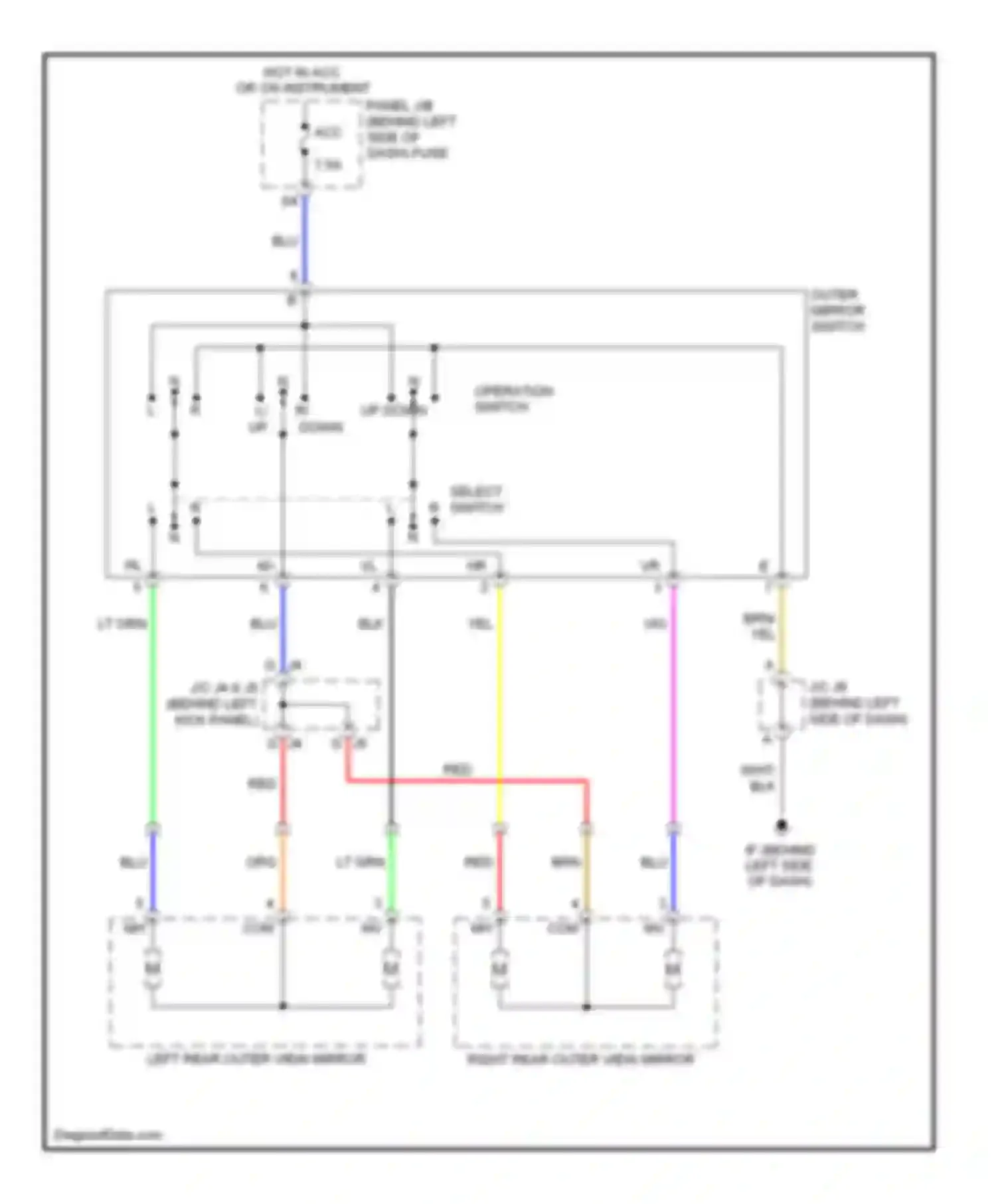 Wiring diagram outer mirror switch for Scion tC I facelift (2007-2010) (1 of 1)
