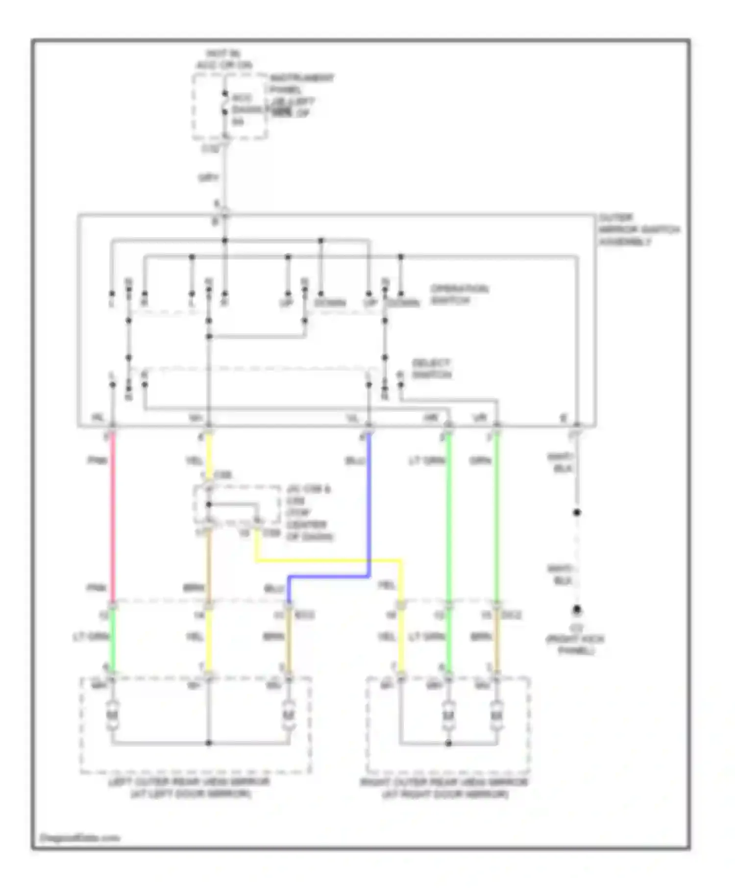 tC Scion II facelift (2013-2016): Power mirrors circuit