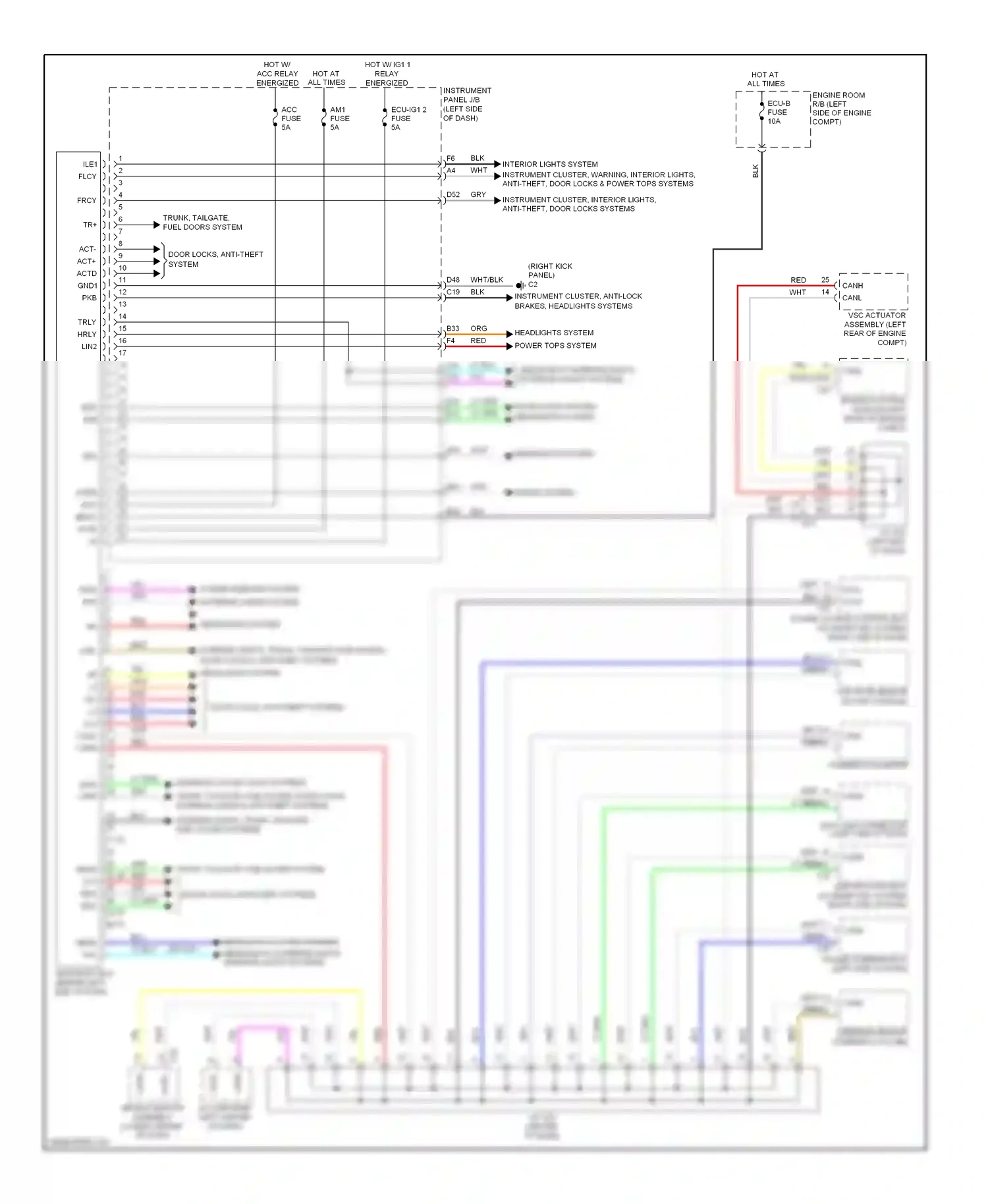 Scion tC II (2010-2013) interior lights, trunk, tailgate, fuel doors systems wiring diagram  (1 of 1)