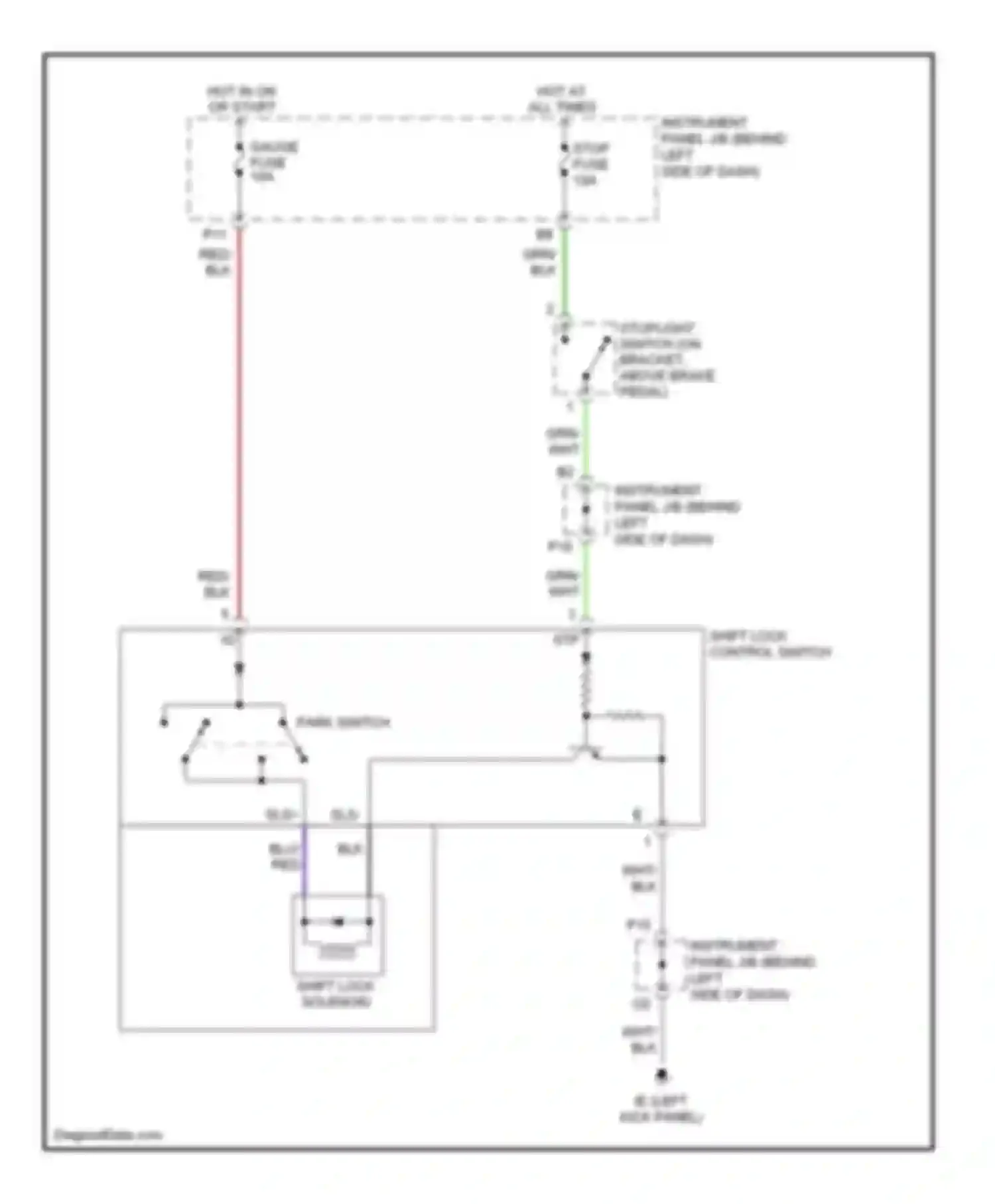 xA Scion I (2003-2006): Shift interlock circuit