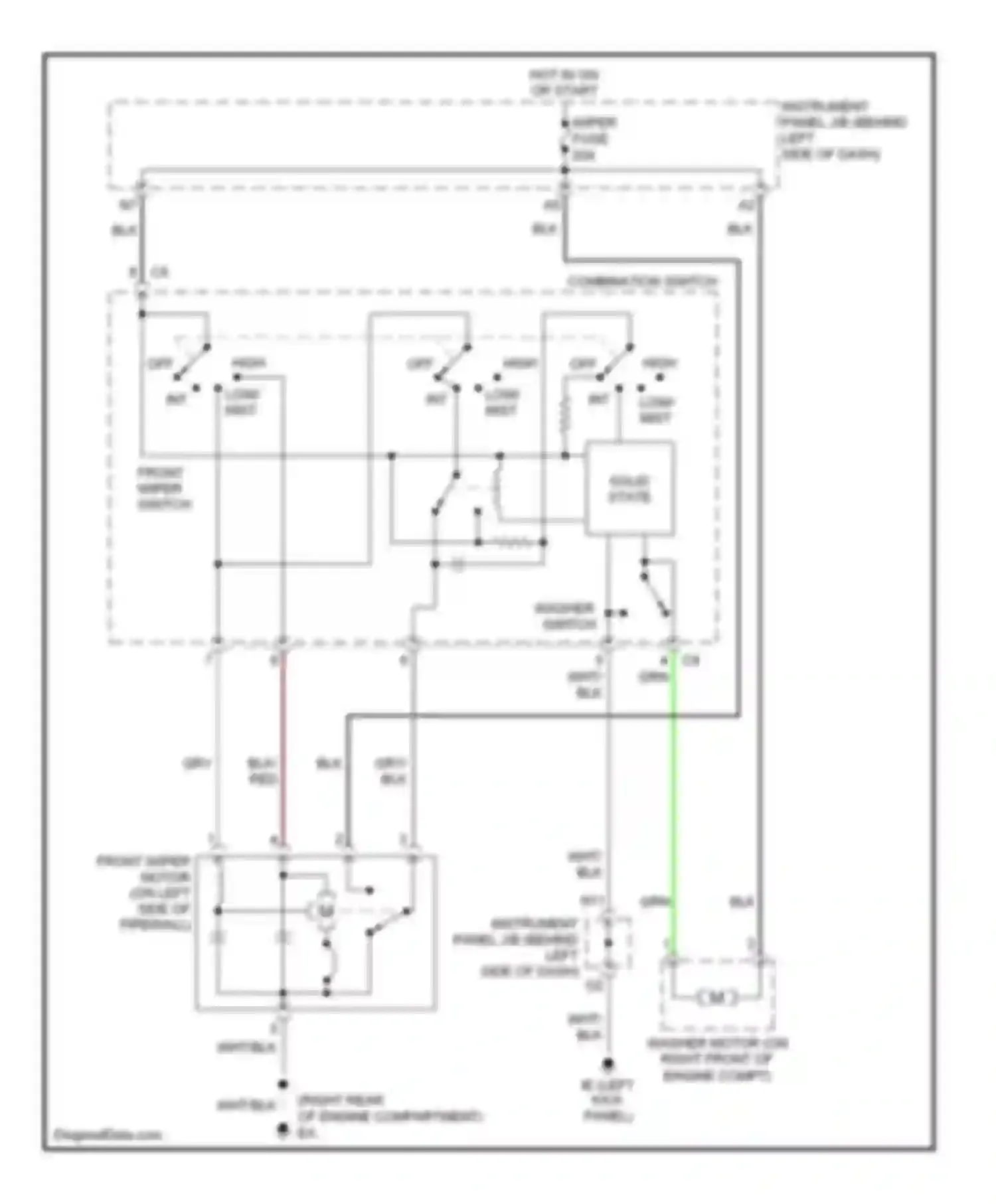 xB Scion I (2003-2007): Front wiper/washer circuit