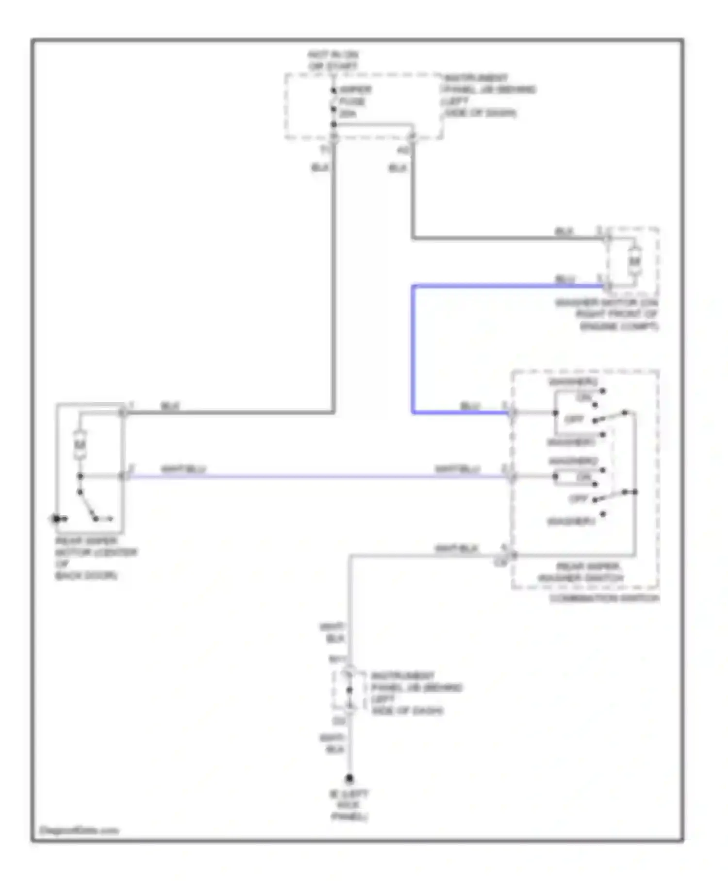 xB Scion I (2003-2007): Rear wiper/washer circuit
