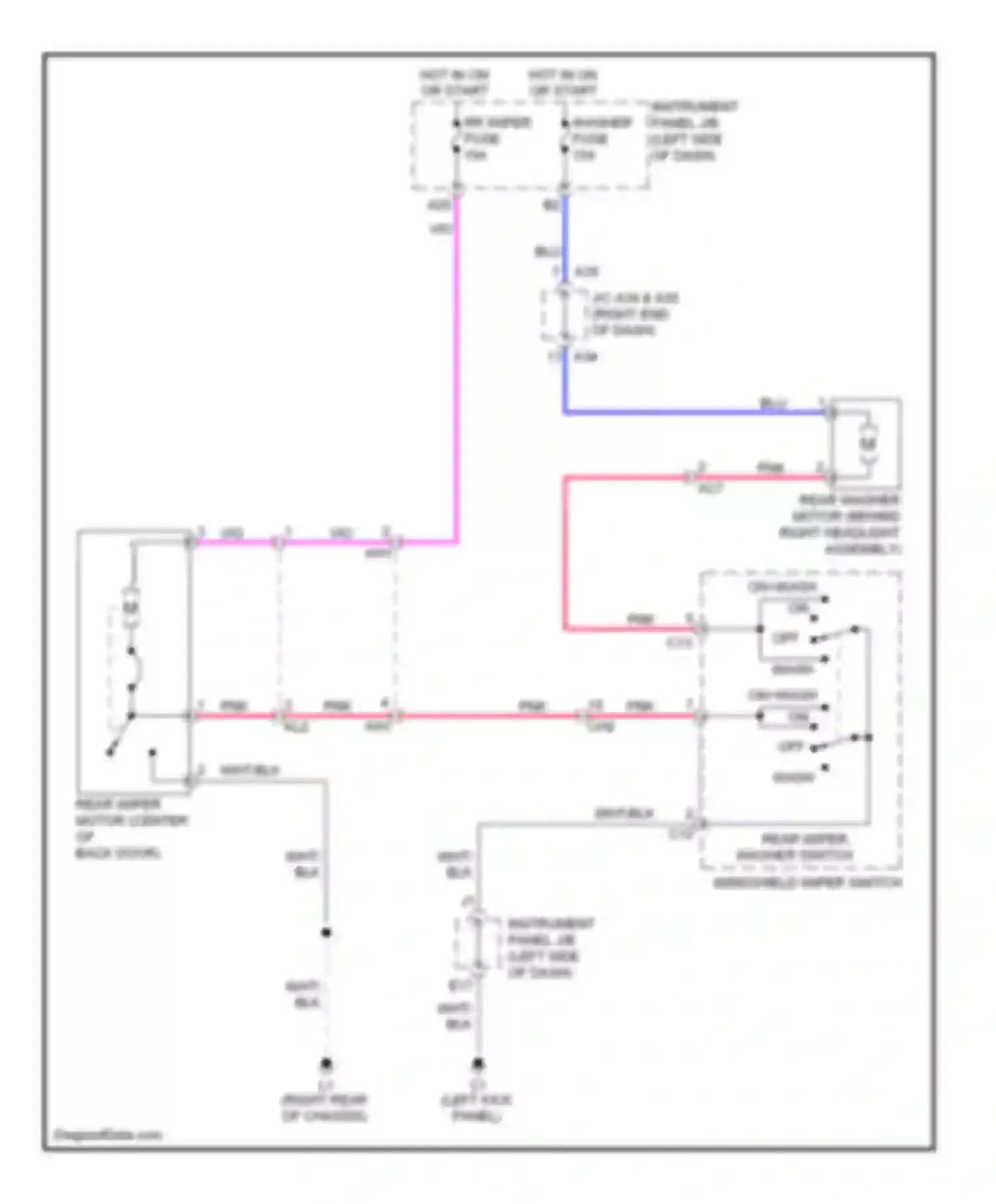 xB Scion II facelift (2010-2015): Rear wiper/washer circuit