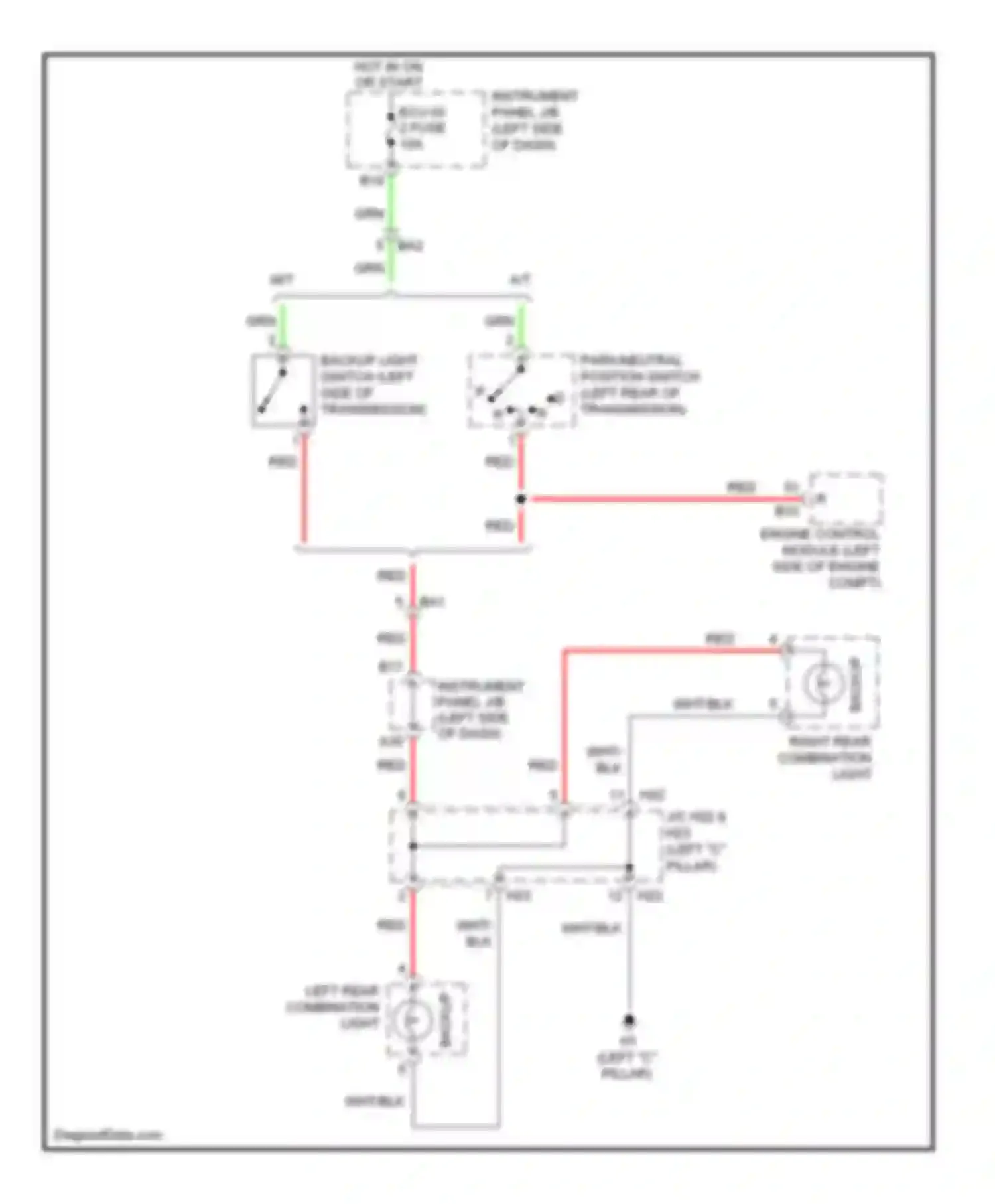 Wiring diagram left rear combination light for Scion xB II facelift (2010-2015) (1 of 3)
