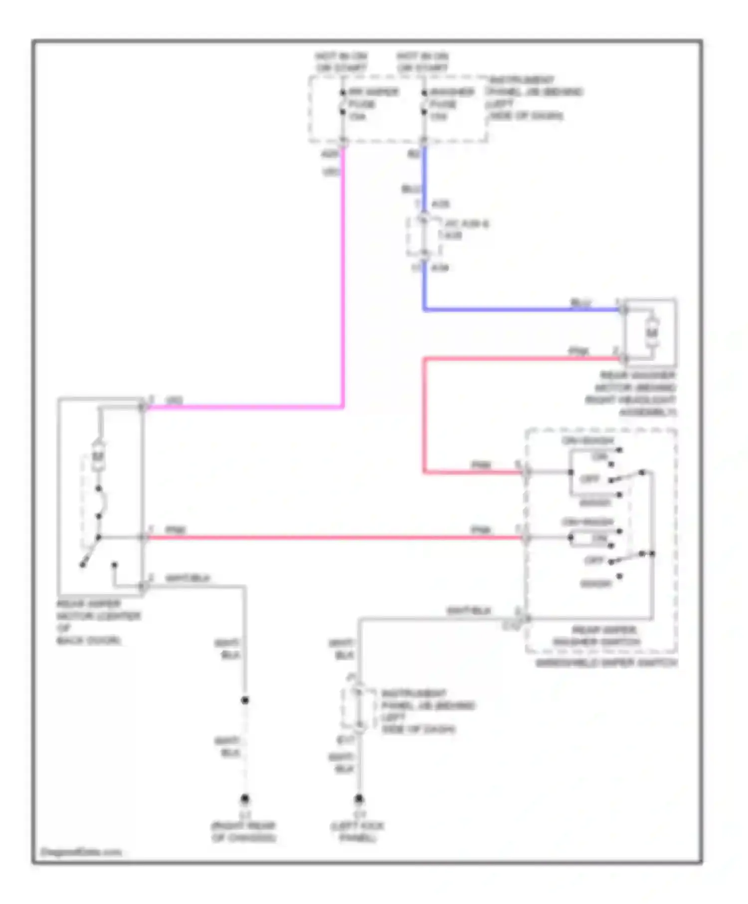 xB Scion II (2007-2010): Rear wiper/washer circuit