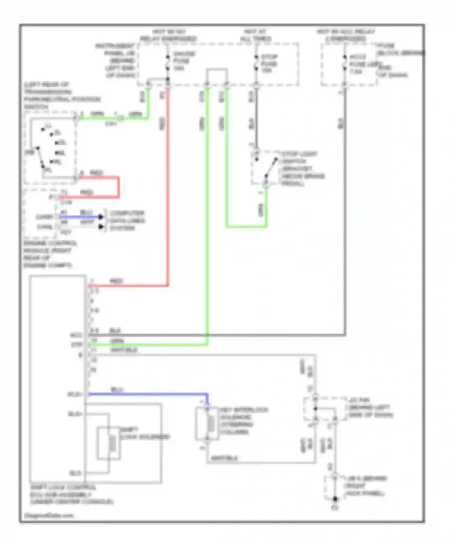xD Scion I (2007-2014): Shift interlock circuit