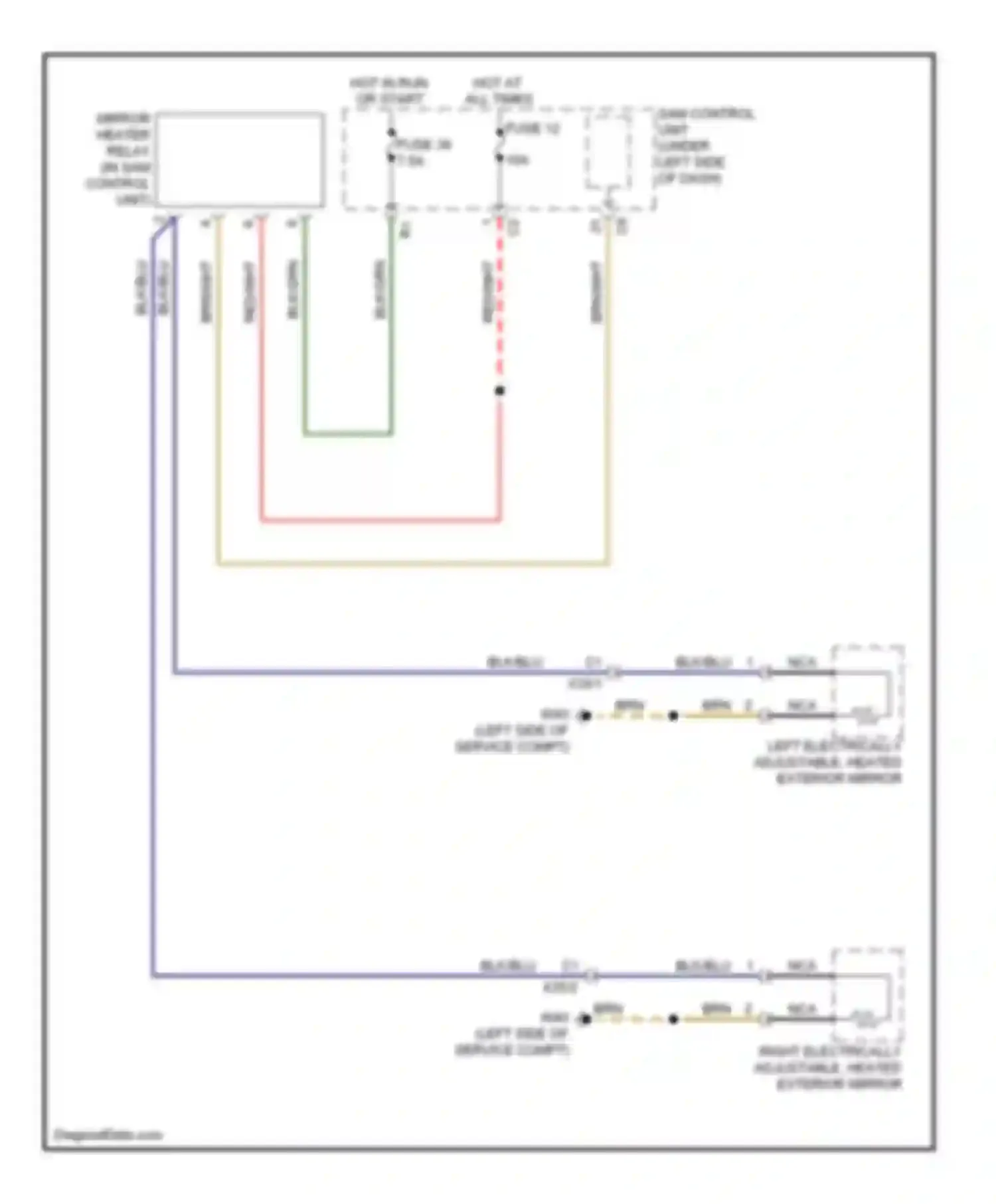 Fortwo Smart II (2007-2015): Heated mirrors circuit