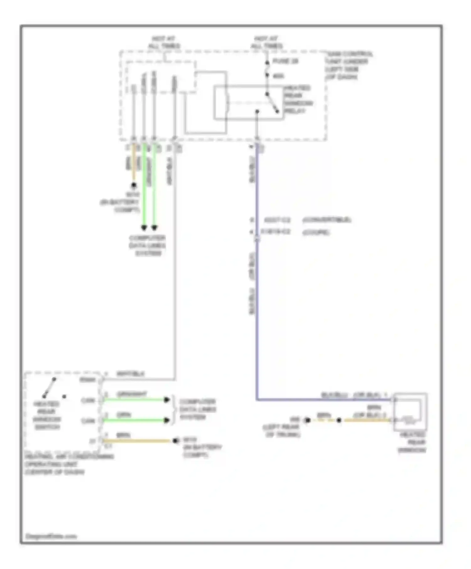 Fortwo Smart II (2007-2015): Rear defogger circuit