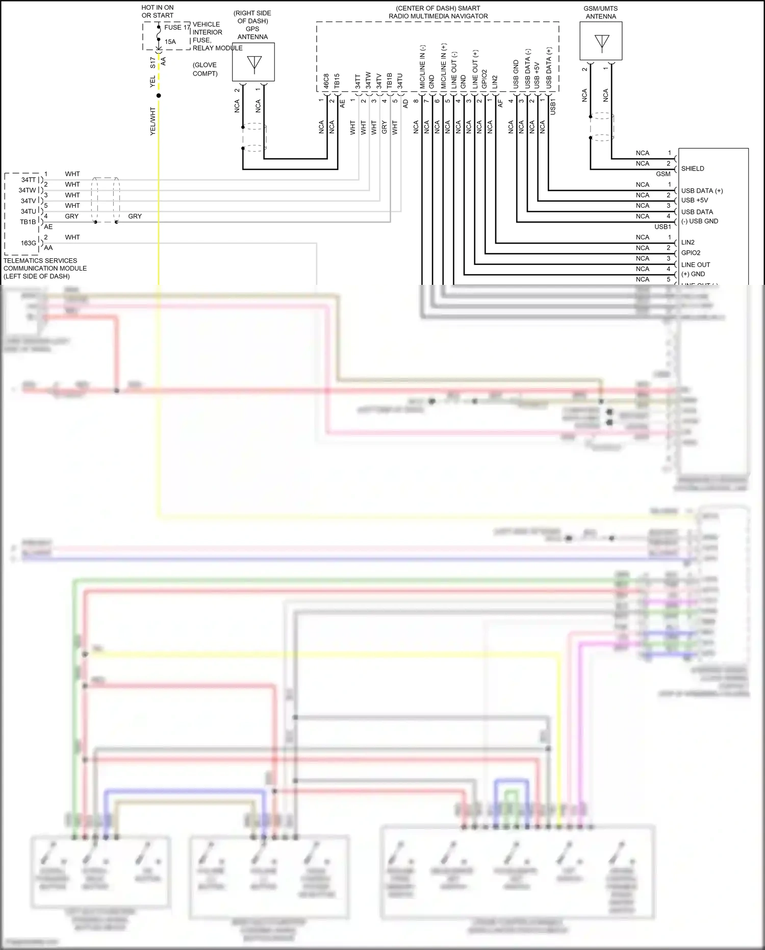 Smart Fortwo III (2014-2024) right multi-function steering wheel button group wiring diagram  (2 of 6)
