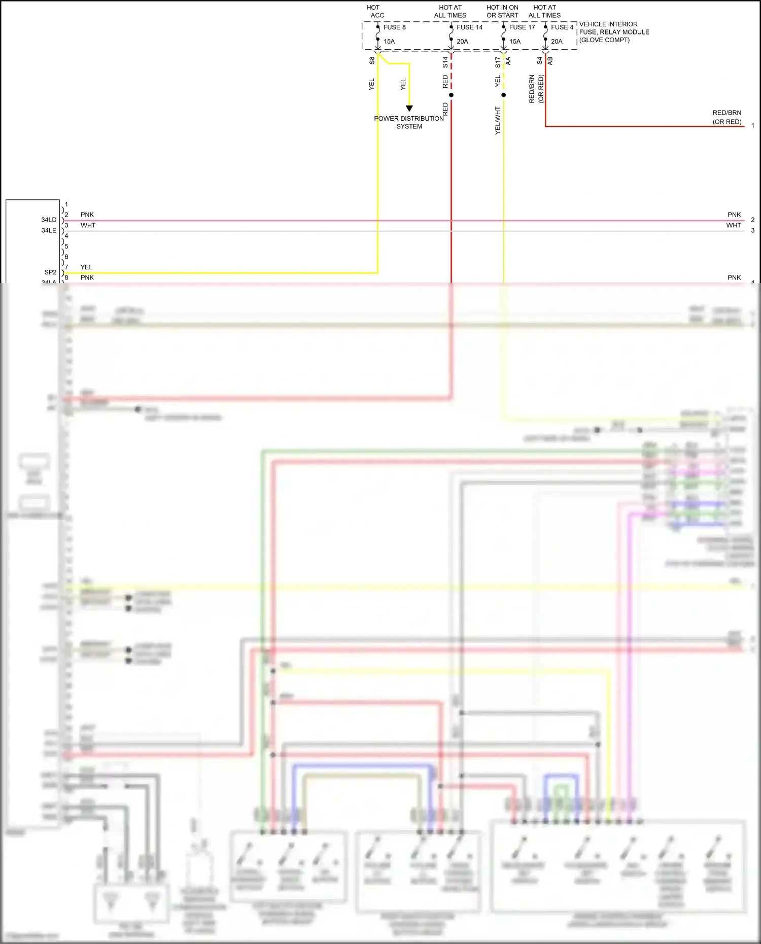 Smart Fortwo III (2014-2024) right multi-function steering wheel button group wiring diagram  (5 of 6)