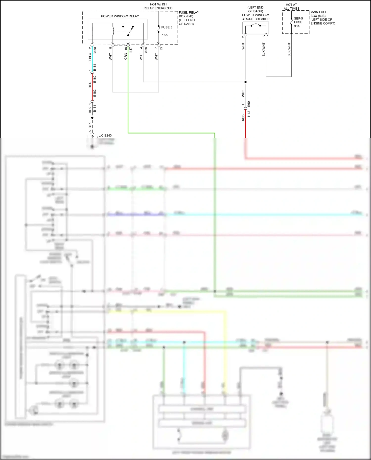 Subaru Ascent I (2017-2022) power window switch controller wiring diagram  (1 of 2)