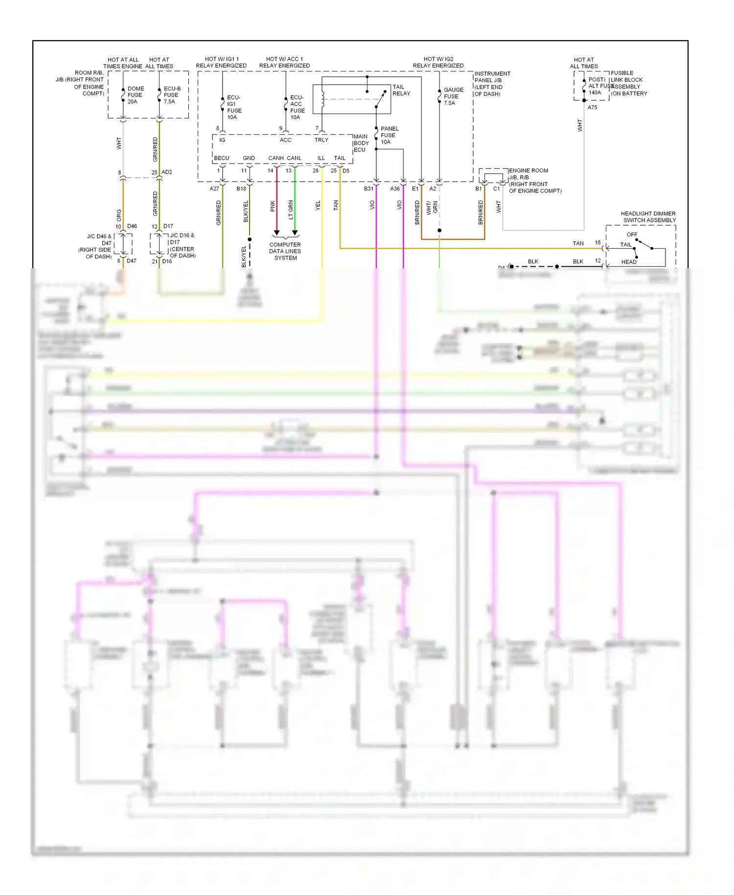 Subaru BRZ ZC (2012-2016) light control switch wiring diagram  (2 of 2)