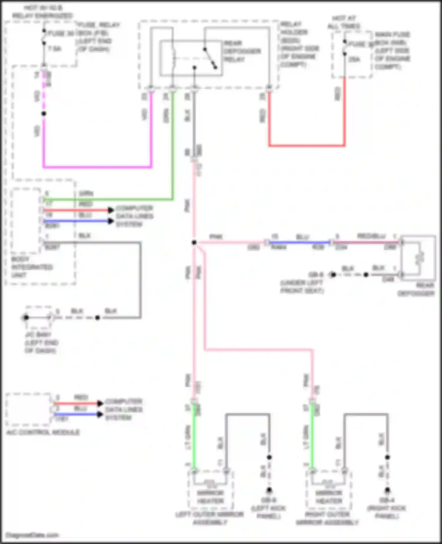 Crosstrek Subaru GU (2022-2024): Mirror heater & rear defogger circuit, hybrid