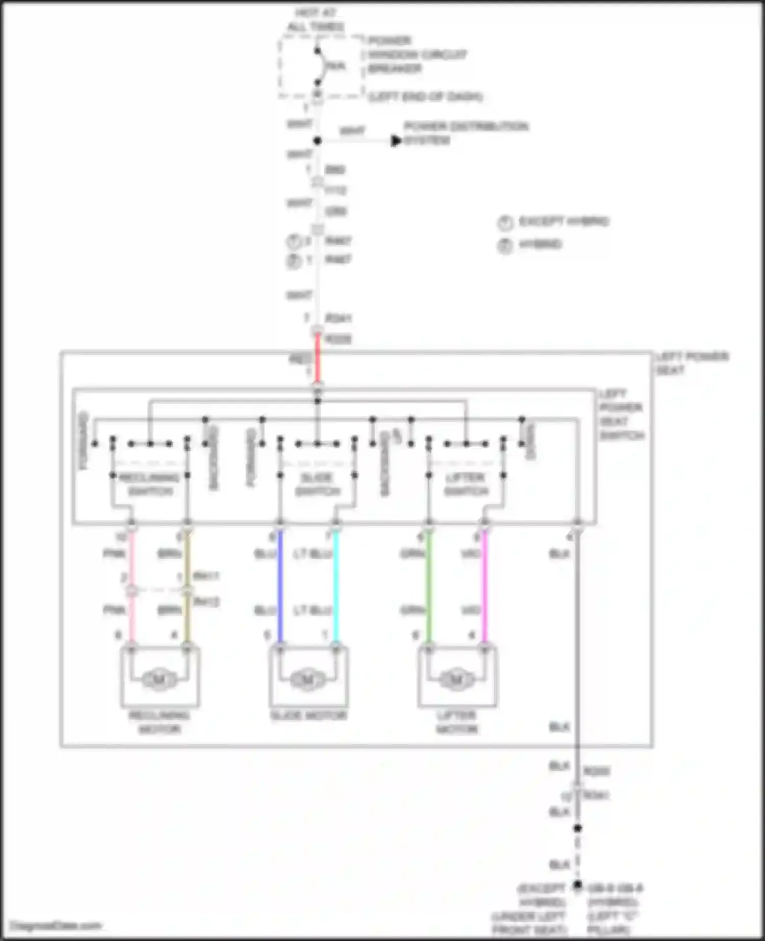 Crosstrek Subaru GU (2022-2024): Power seat circuit