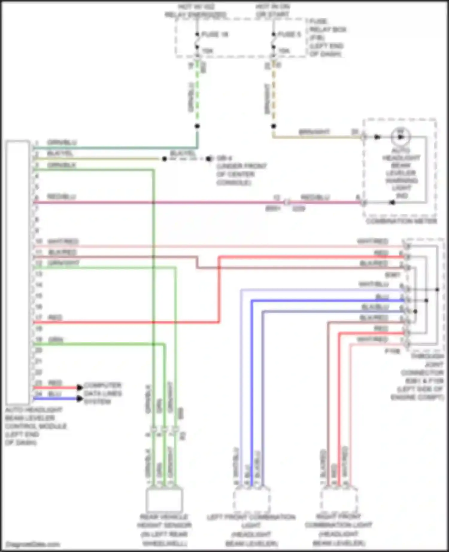 Wiring diagram rear vehicle height sensor for Subaru Crosstrek I facelift (2015-2017) (1 of 2)