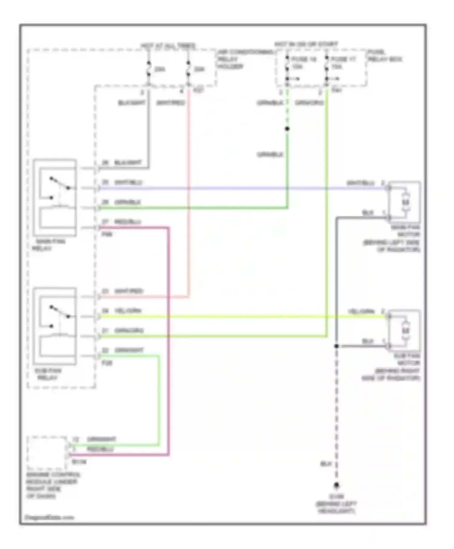Forester Subaru SF facelift (2000-2002): Cooling fan circuit