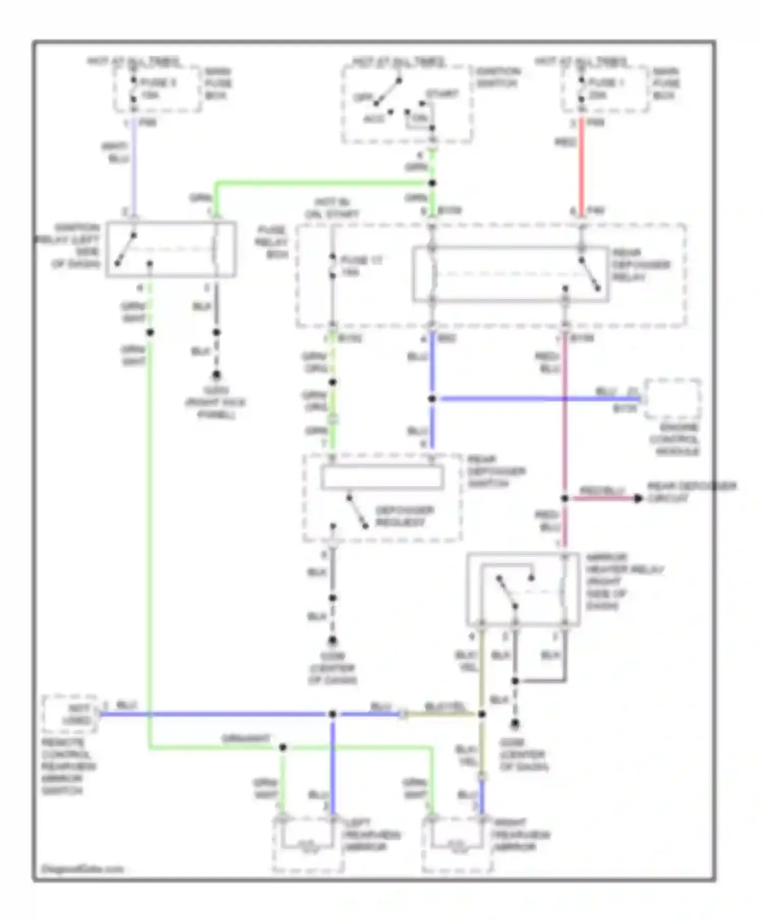 Forester Subaru SF facelift (2000-2002): Heated mirrors circuit