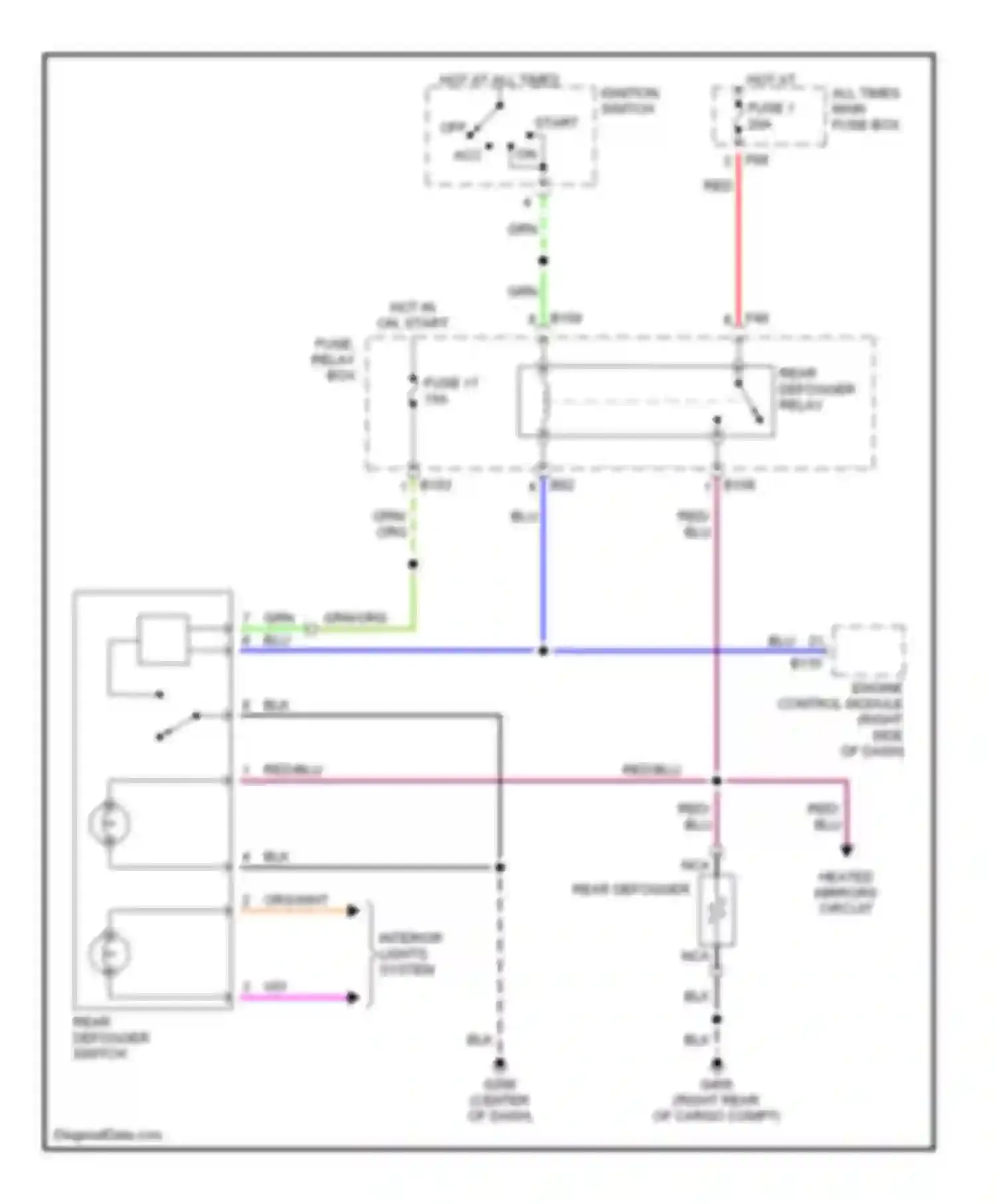 Forester Subaru SF facelift (2000-2002): Rear defogger circuit