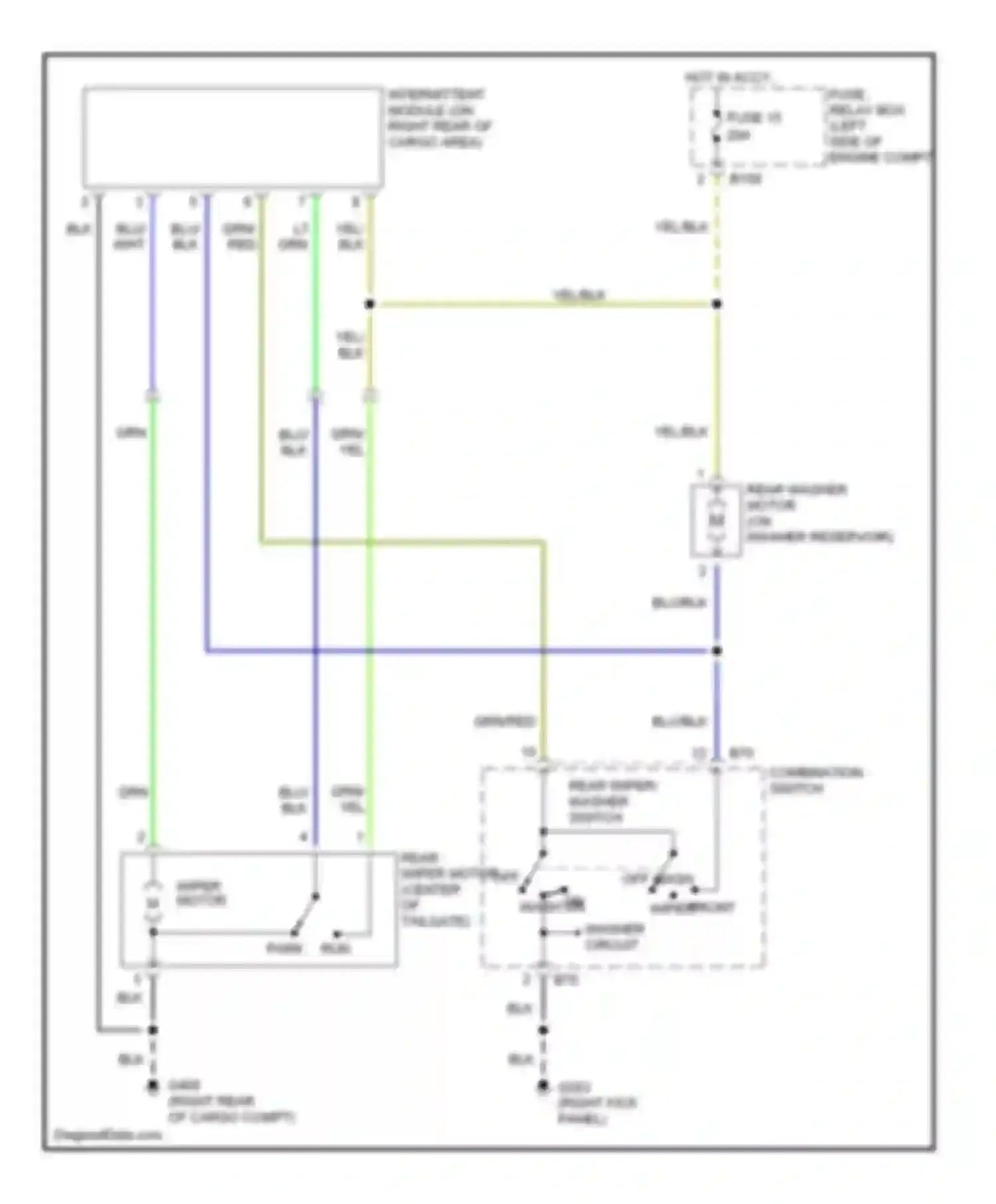 Forester Subaru SF facelift (2000-2002): Rear washer/wiper circuit