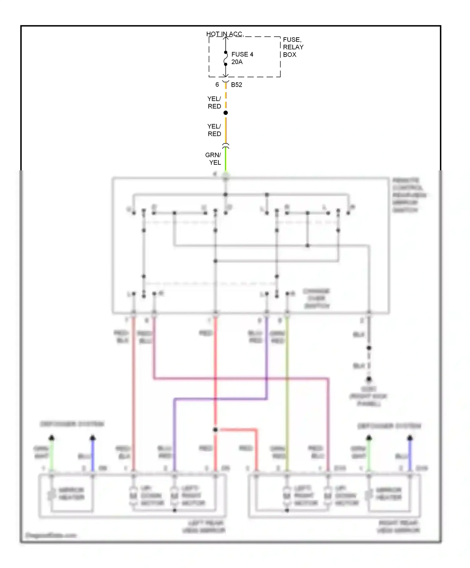 Wiring diagram left/ right motor for Subaru Forester SF facelift (2000-2002) (1 of 1)