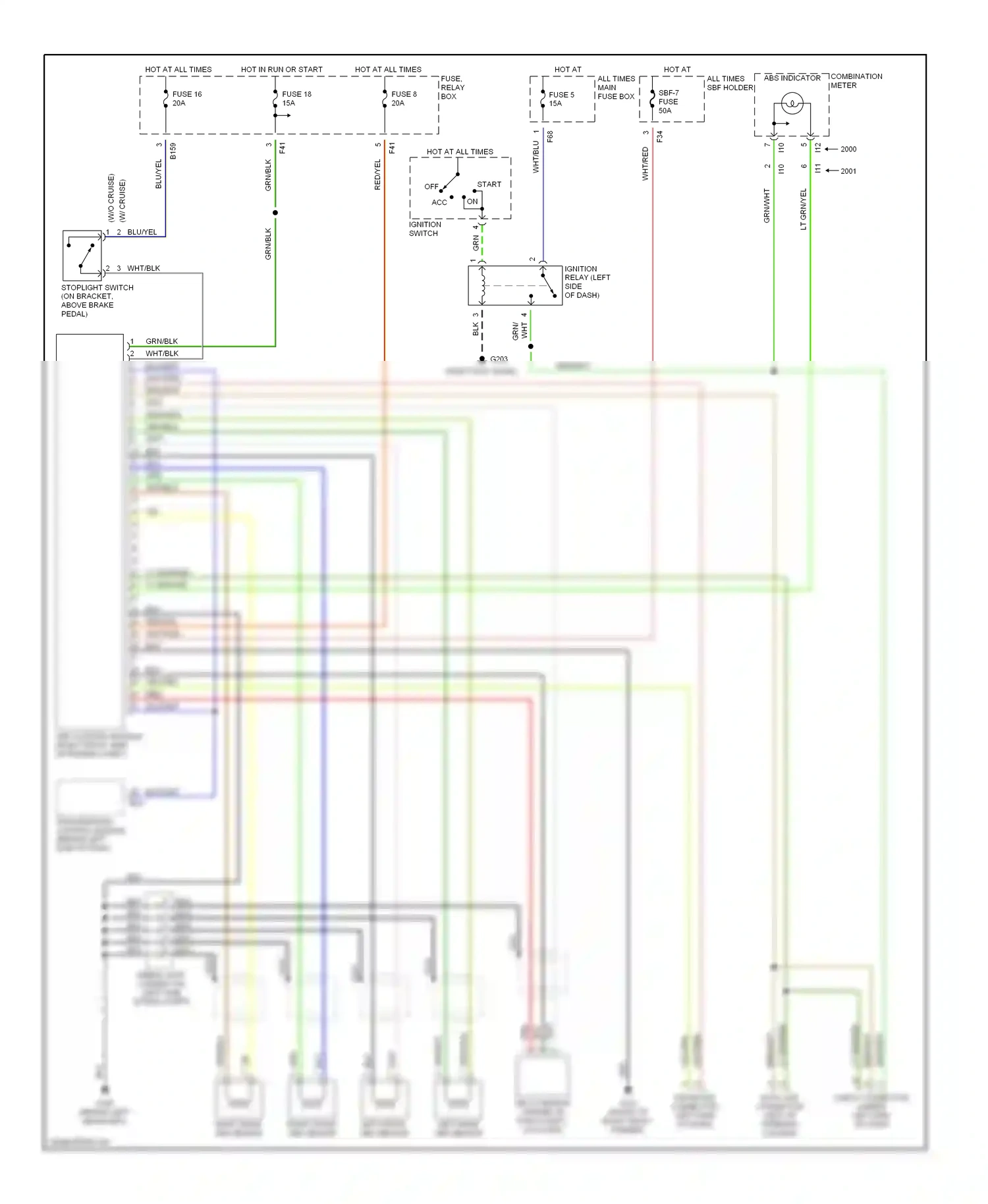 Wiring diagram lt grn/yel for Subaru Forester SF facelift (2000-2002) (1 of 2)