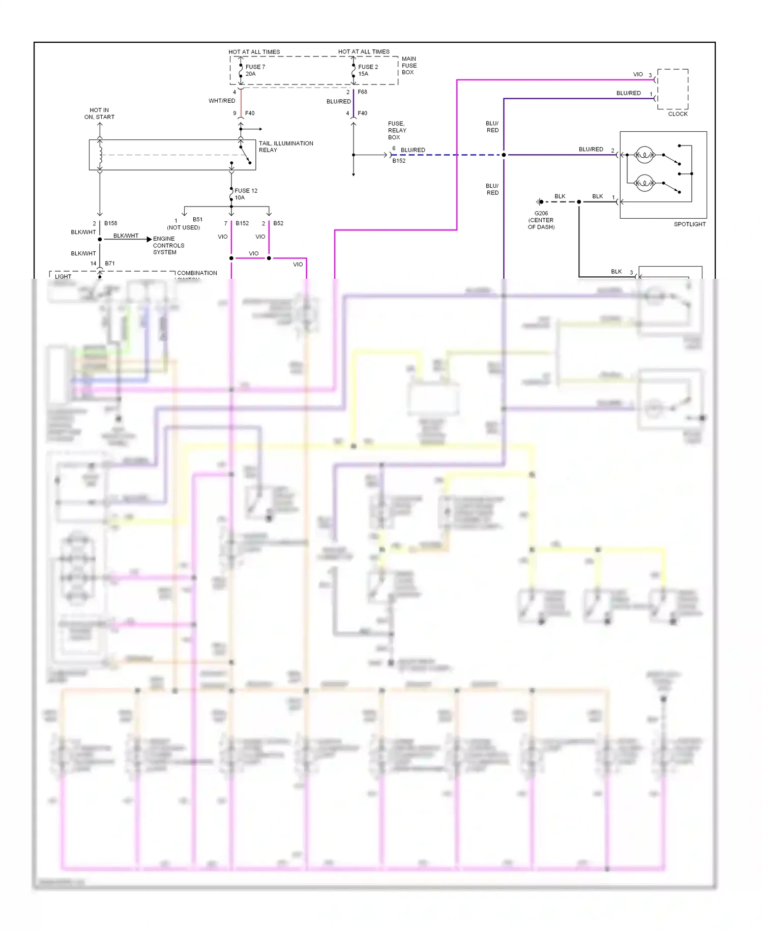 Wiring diagram rear gate latch switch for Subaru Forester SF facelift (2000-2002) (3 of 4)