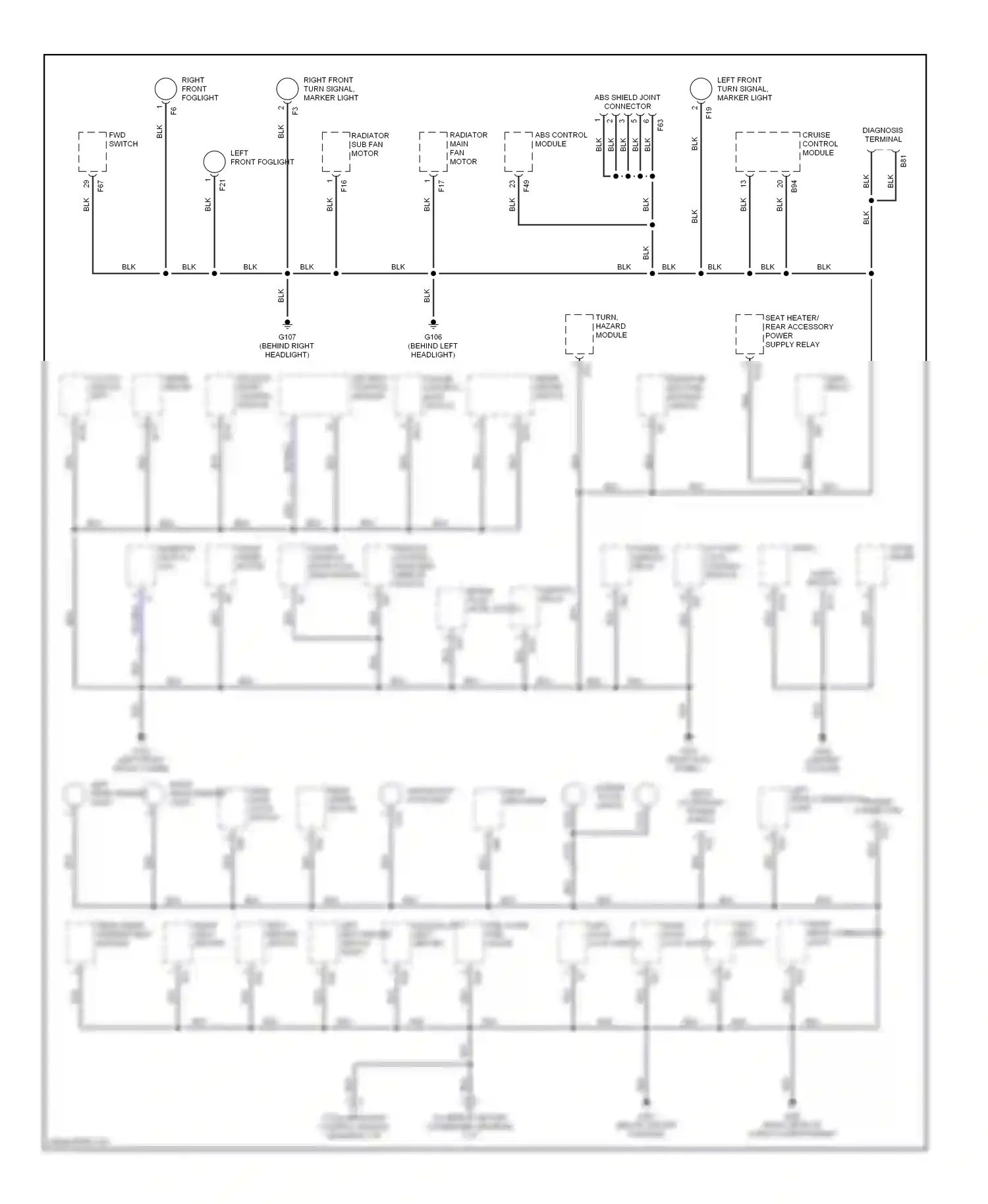 Wiring diagram rear wiper intermittent module for Subaru Forester SF facelift (2000-2002) (1 of 1)
