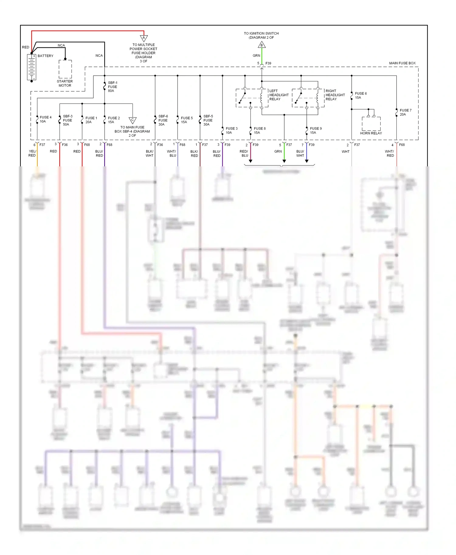 Wiring diagram right front clearance light for Subaru Forester SF facelift (2000-2002) (2 of 2)