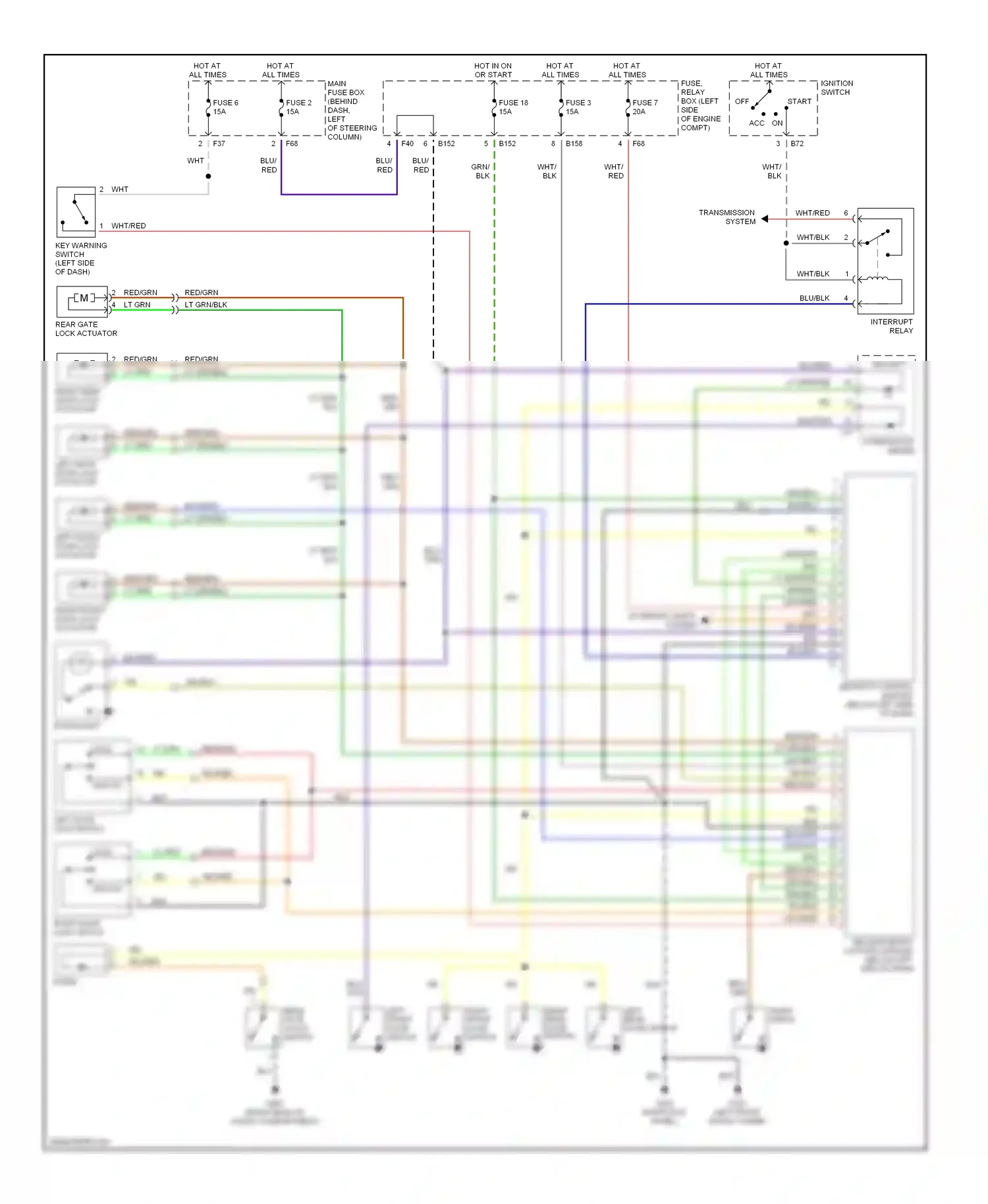 Wiring diagram right front door lock actuator for Subaru Forester SF facelift (2000-2002) (1 of 2)