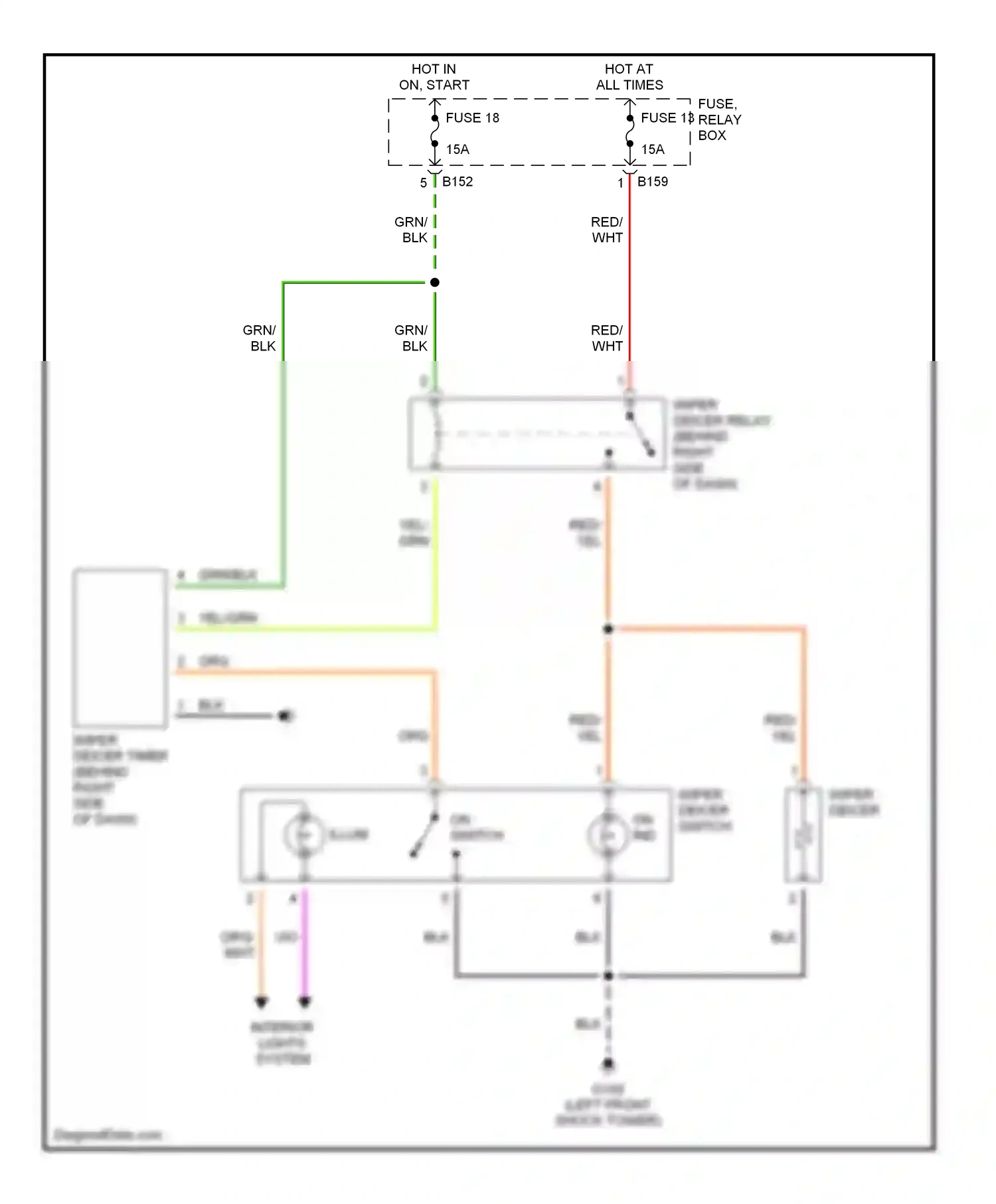 Wiring diagram wiper deicer switch on ind for Subaru Forester SF facelift (2000-2002) (1 of 1)