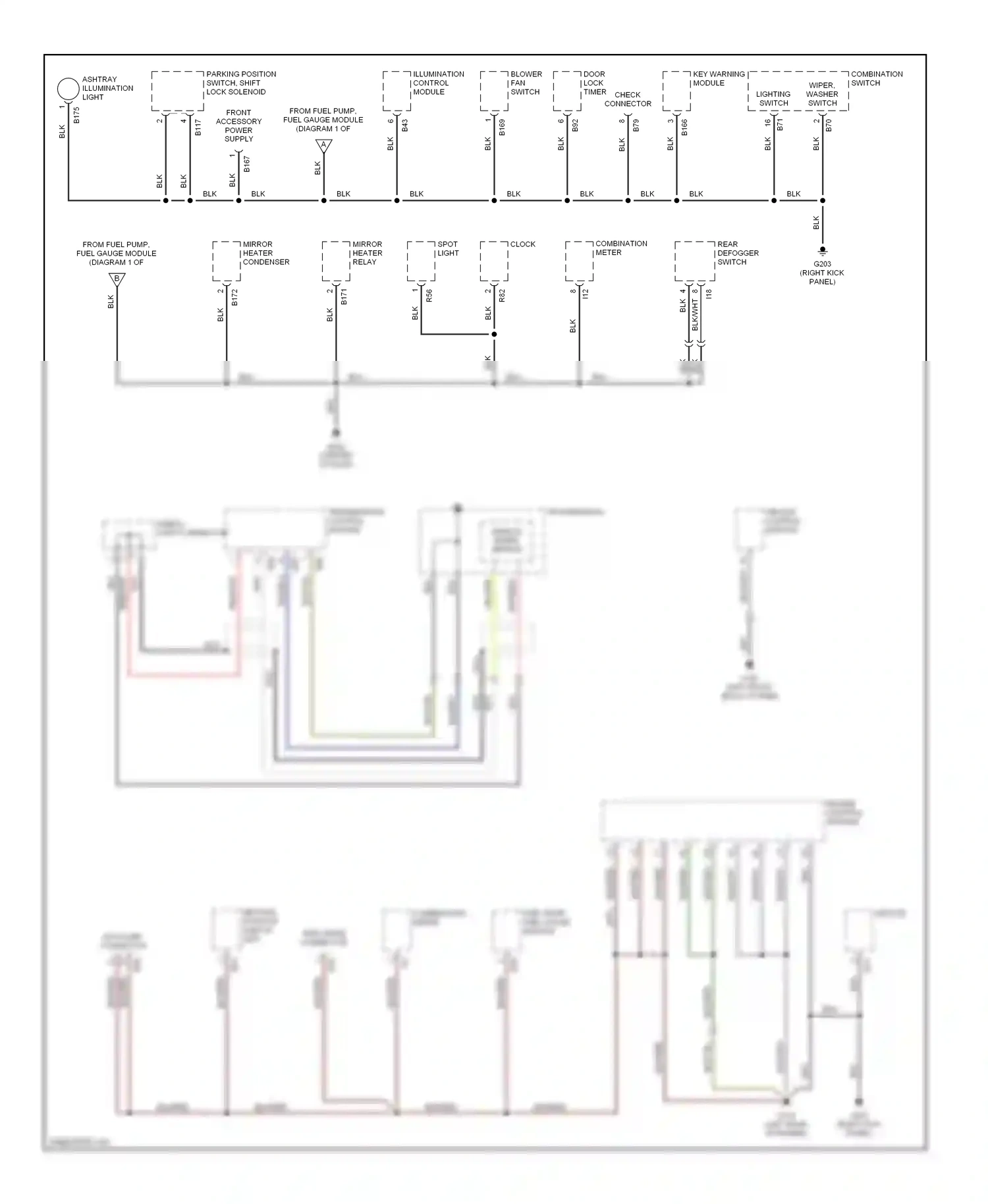 Subaru Forester SF (1997-2000) clock wiring diagram  (1 of 3)