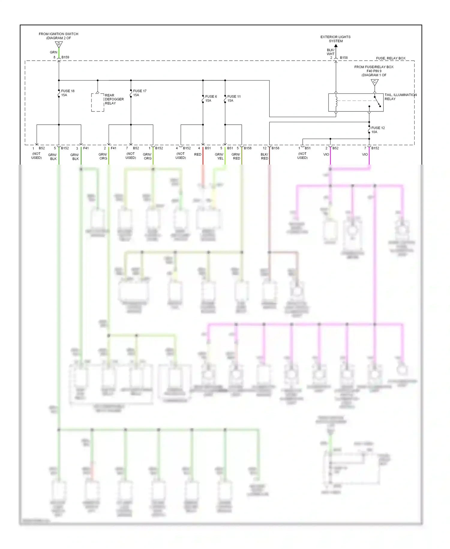 Subaru Forester SF (1997-2000) hazard switch illumination light wiring diagram  (2 of 2)