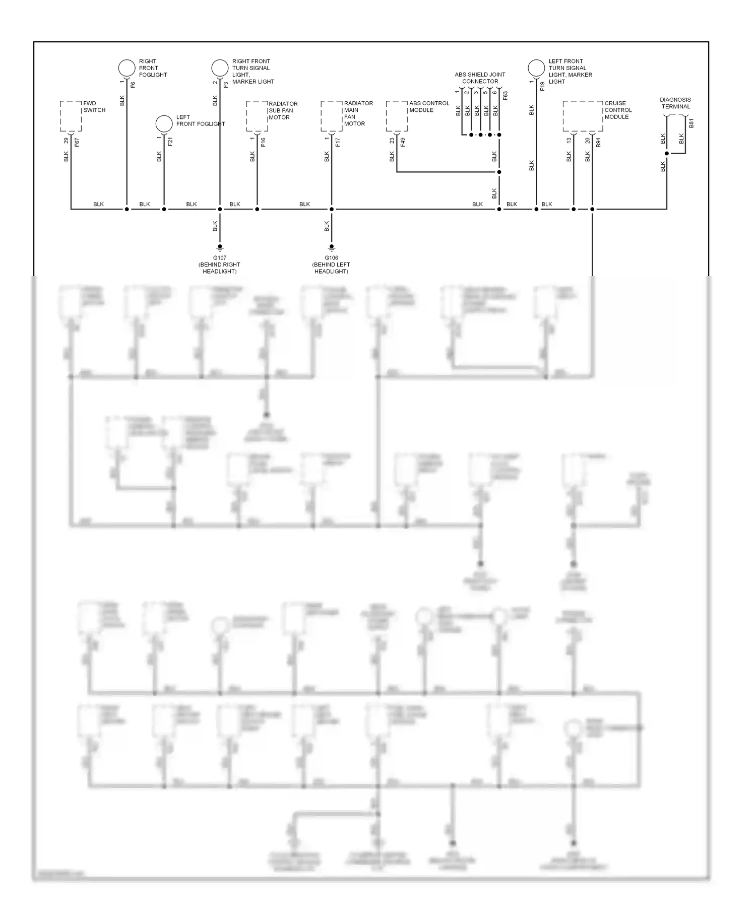 Wiring diagram keyless entry connector for Subaru Forester SF (1997-2000) (1 of 3)
