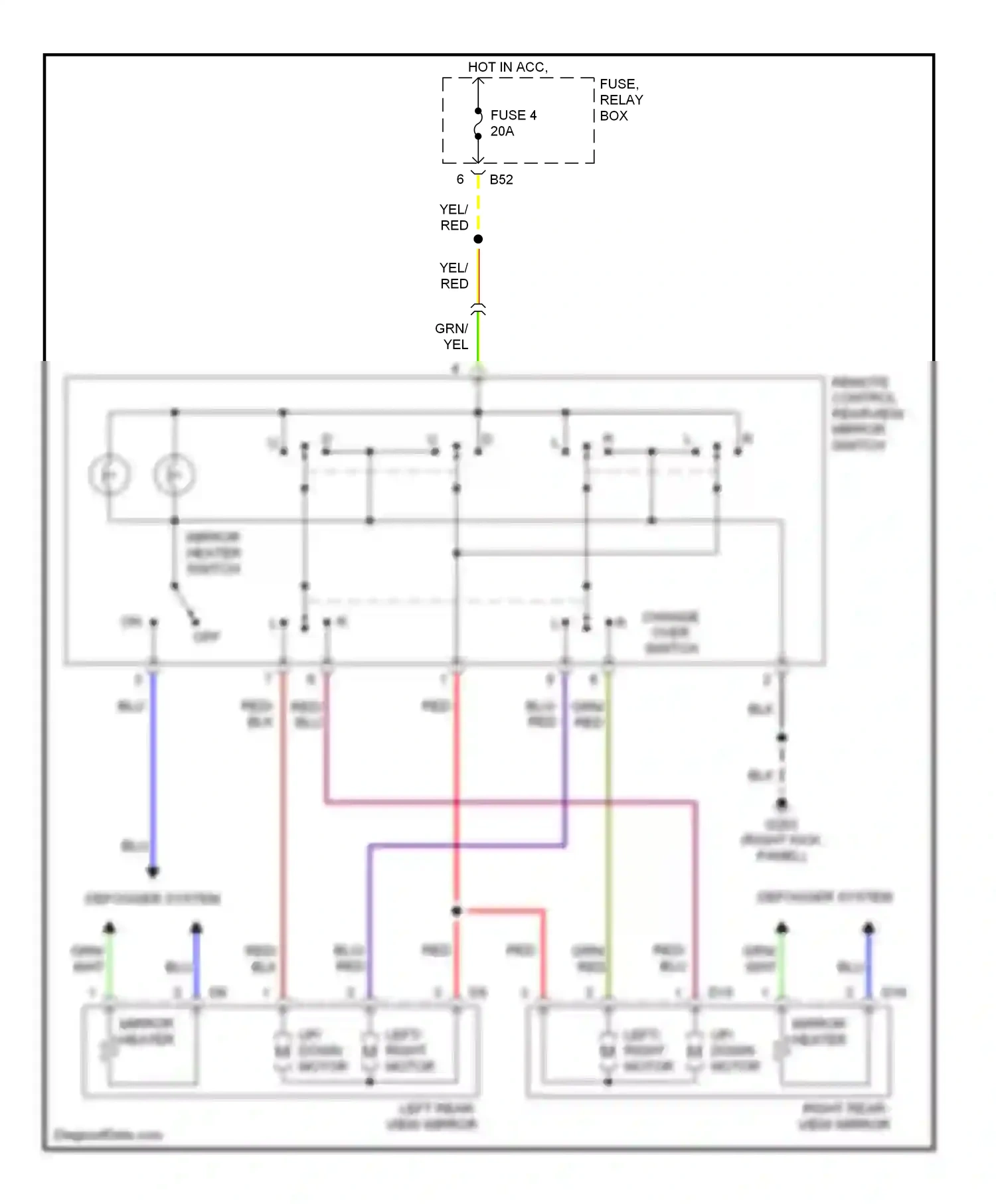 Wiring diagram mirror heater switch for Subaru Forester SF (1997-2000) (2 of 2)