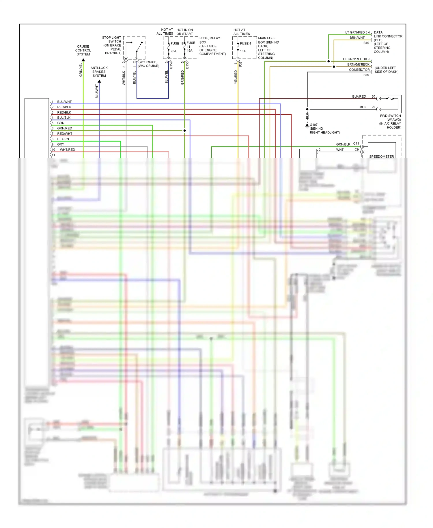 Subaru Forester SF (1997-2000) speedometer wiring diagram  (1 of 2)