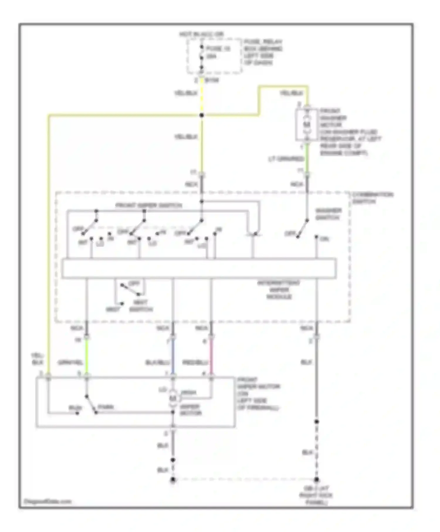 Forester Subaru SG facelift (2005-2008): Front wiper/washer circuit