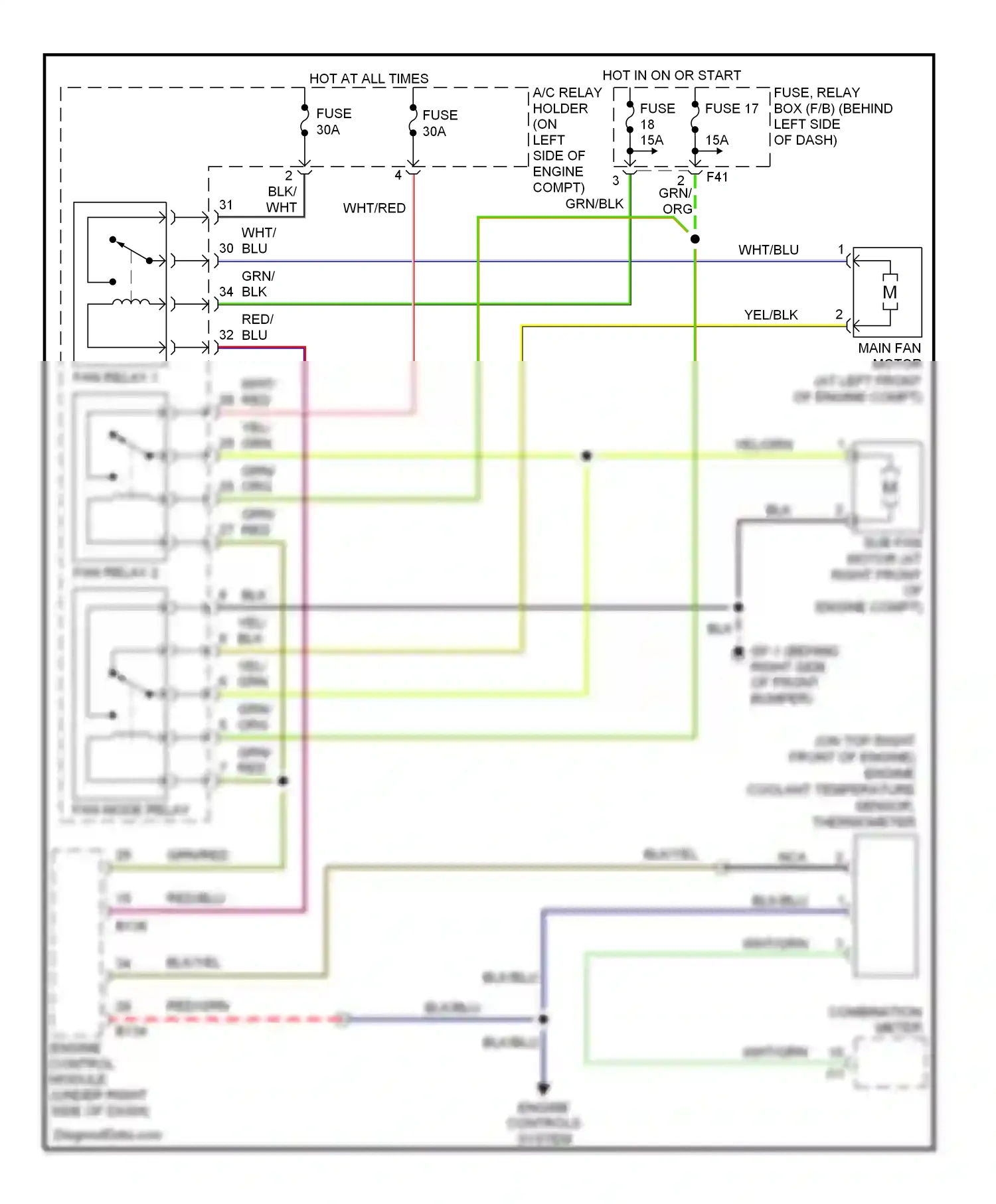 Wiring diagram combination meter for Subaru Forester SG facelift (2005-2008) (3 of 29)
