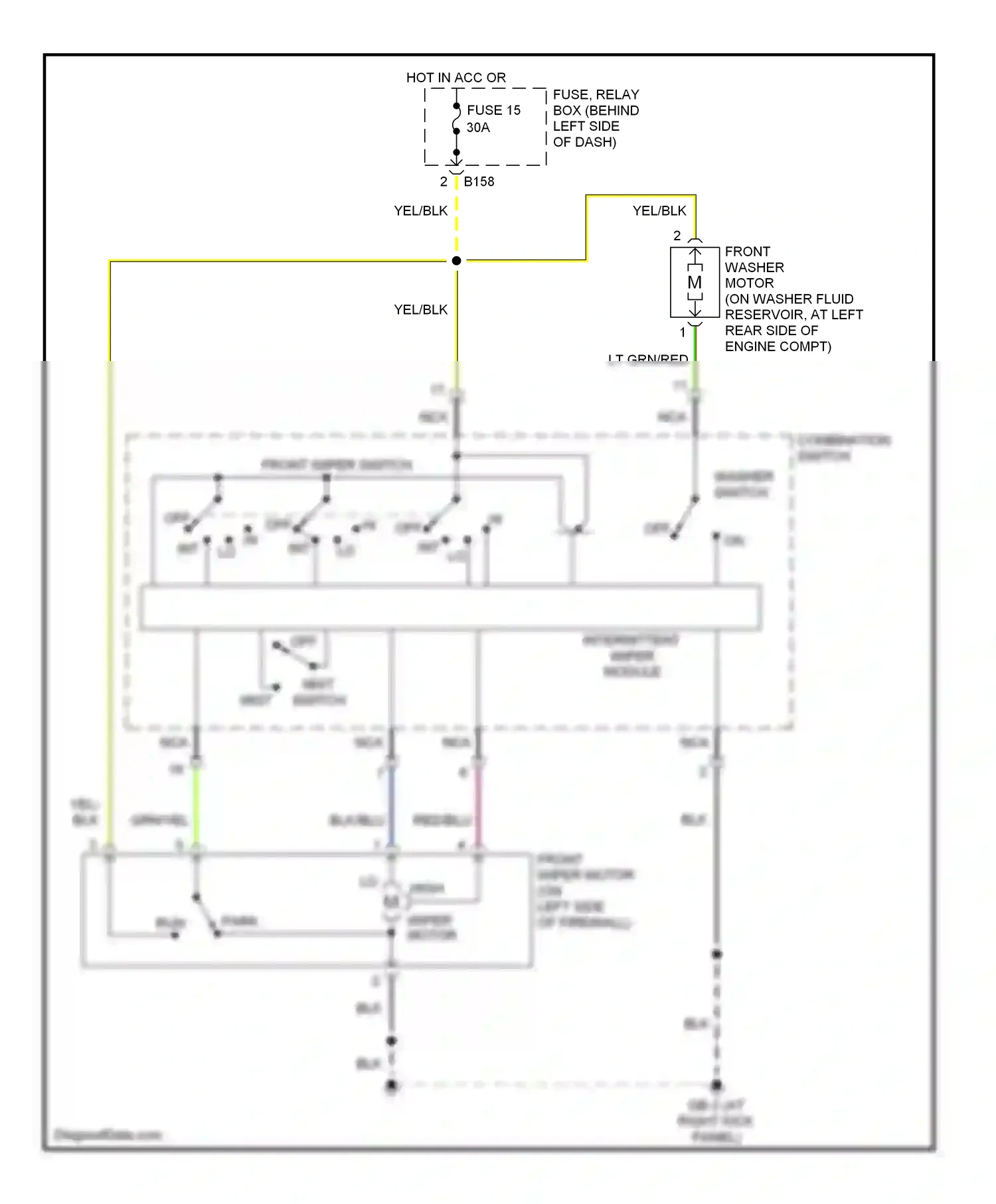 Wiring diagram intermittent wiper module for Subaru Forester SG facelift (2005-2008) (1 of 1)