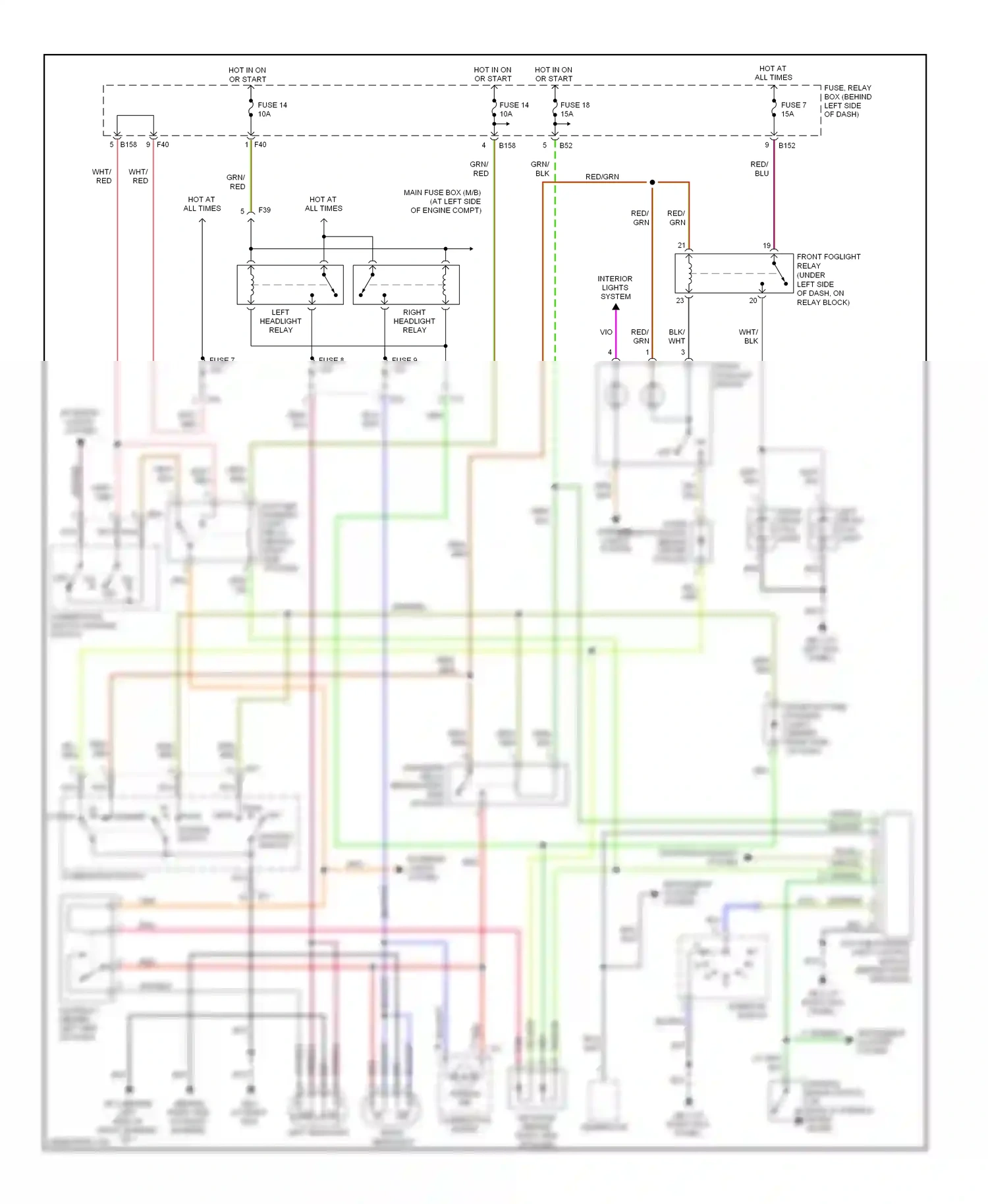 Wiring diagram right headlight relay for Subaru Forester SG facelift (2005-2008) (1 of 3)