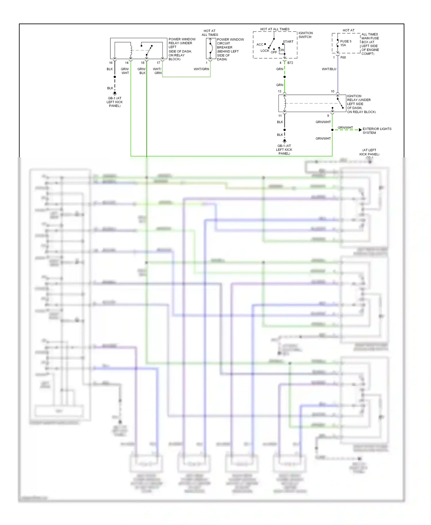Wiring diagram right rear power window sub switch for Subaru Forester SG facelift (2005-2008) (2 of 2)