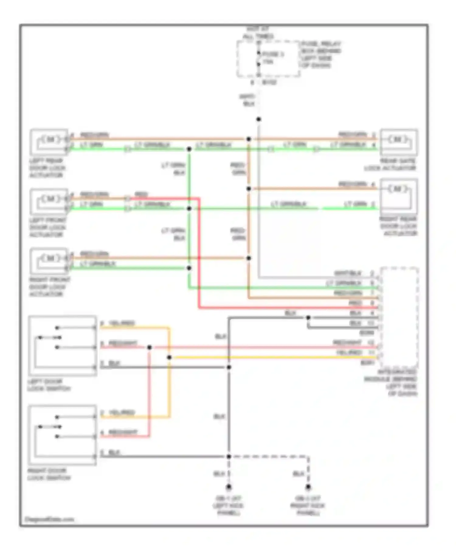 Forester Subaru SG (2002-2005): Power door locks circuit, without keyless entry