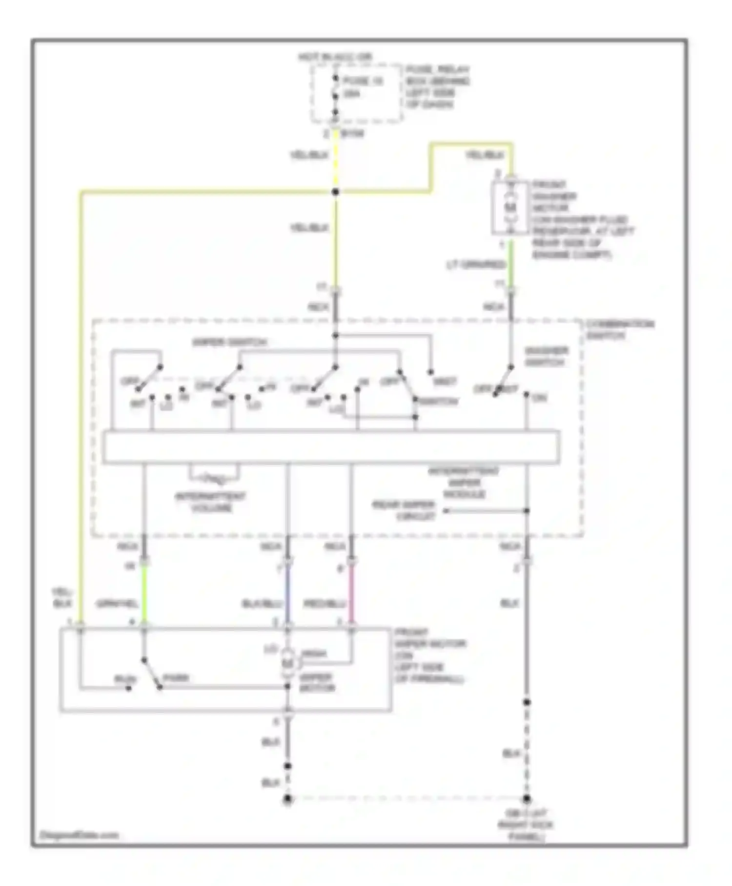 Forester Subaru SG (2002-2005): Front wiper/washer circuit