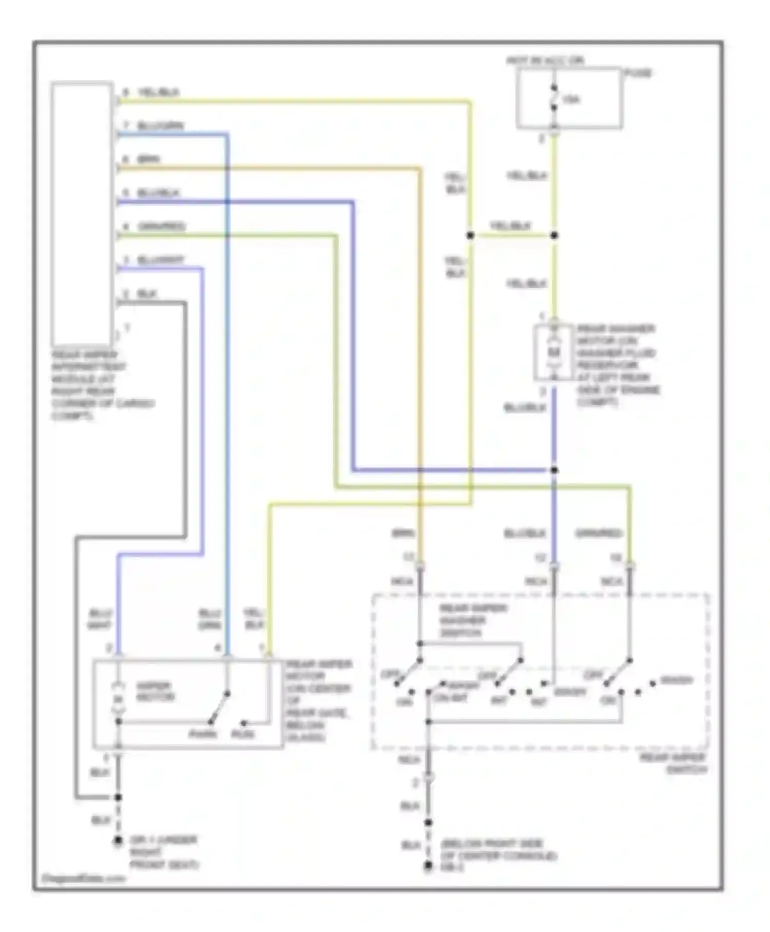 Forester Subaru SG (2002-2005): Rear washer/wiper circuit