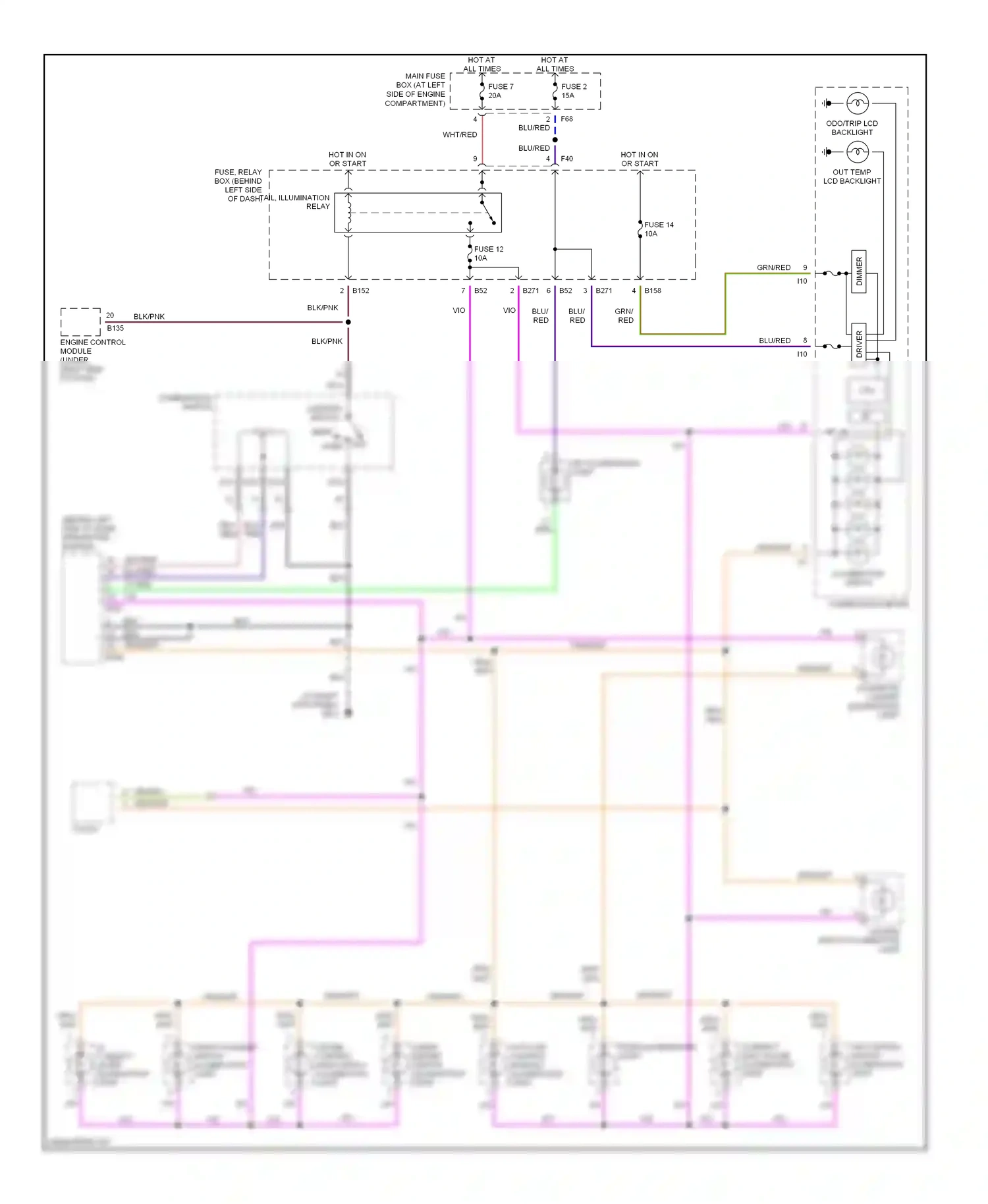 Subaru Forester SG (2002-2005) clock wiring diagram  (3 of 4)