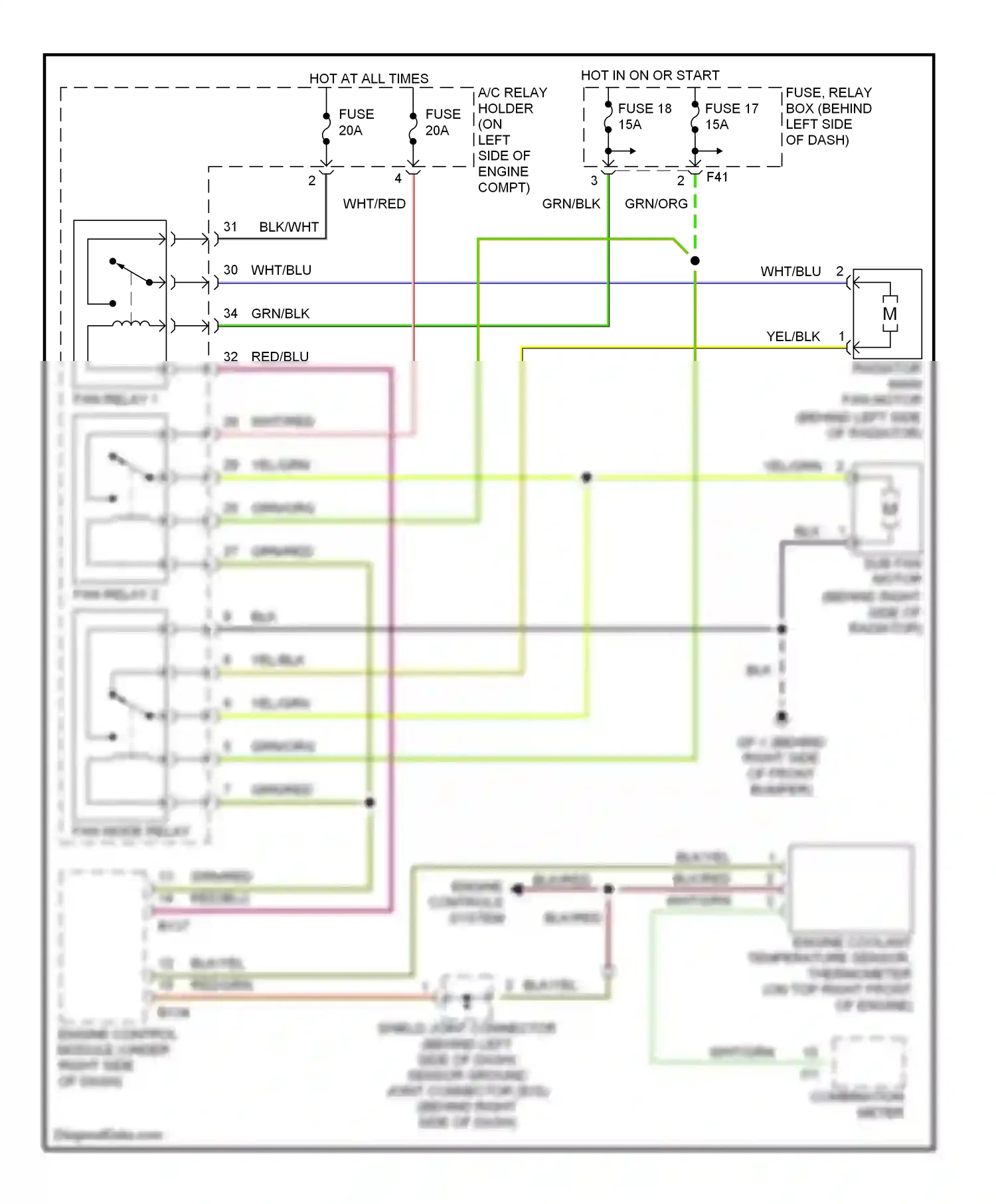 Wiring diagram combination meter for Subaru Forester SG (2002-2005) (4 of 22)